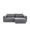 ECKSOFA MOTION mit Schlaffunktion 130x200 Webstoff Dunkelgrau - Dunkelgrau/Schwarz, Holz/Textil (250/120cm) - Muffo