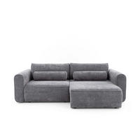 ECKSOFA MOTION mit Schlaffunktion 130x200 Webstoff Dunkelgrau - Dunkelgrau/Schwarz, Holz/Textil (250/120cm) - Muffo