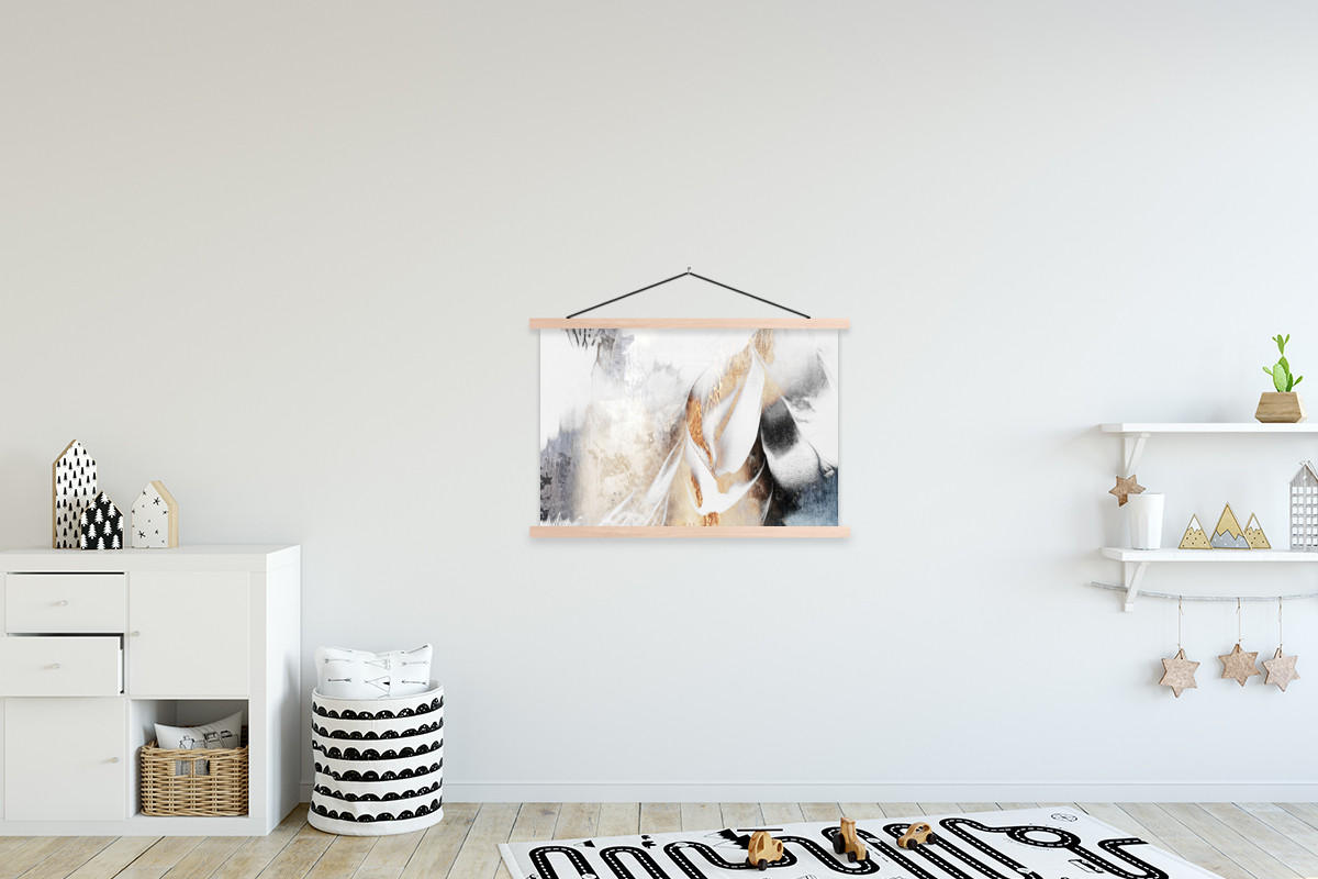 POSTER Luxus - Abstrakt - Gold - Weiß 90x60 cm - Goldfarben, Textil (90/60/0.15cm) - MuchoWow