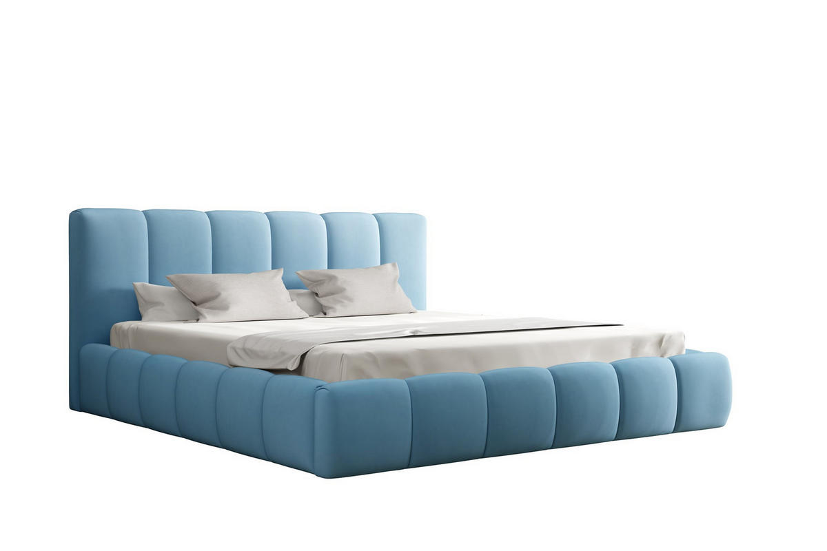 POLSTERBETT Giulia Magic Velvet - Hellblau, Holzwerkstoff/Textil (200/200cm) - Fun Möbel