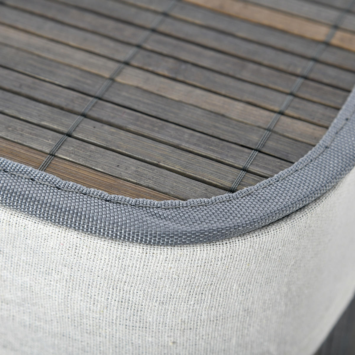 WÄSCHEKORB 100L mit 2 Fächern aus Bambus, zusammenklappbarer Deckel mit Griff, abnehmbarer und waschbarer Beutel in Grau - Grau, Holz (32/63/52cm) - Ej. Life