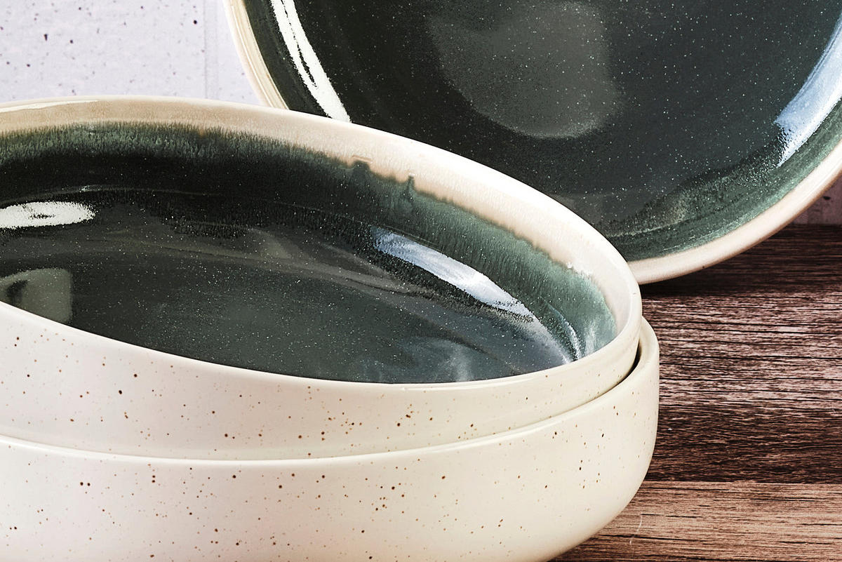 SCHALEN Oxygen Ø22cm - 6er-Set - Graugrün - Grün, Keramik - Björn