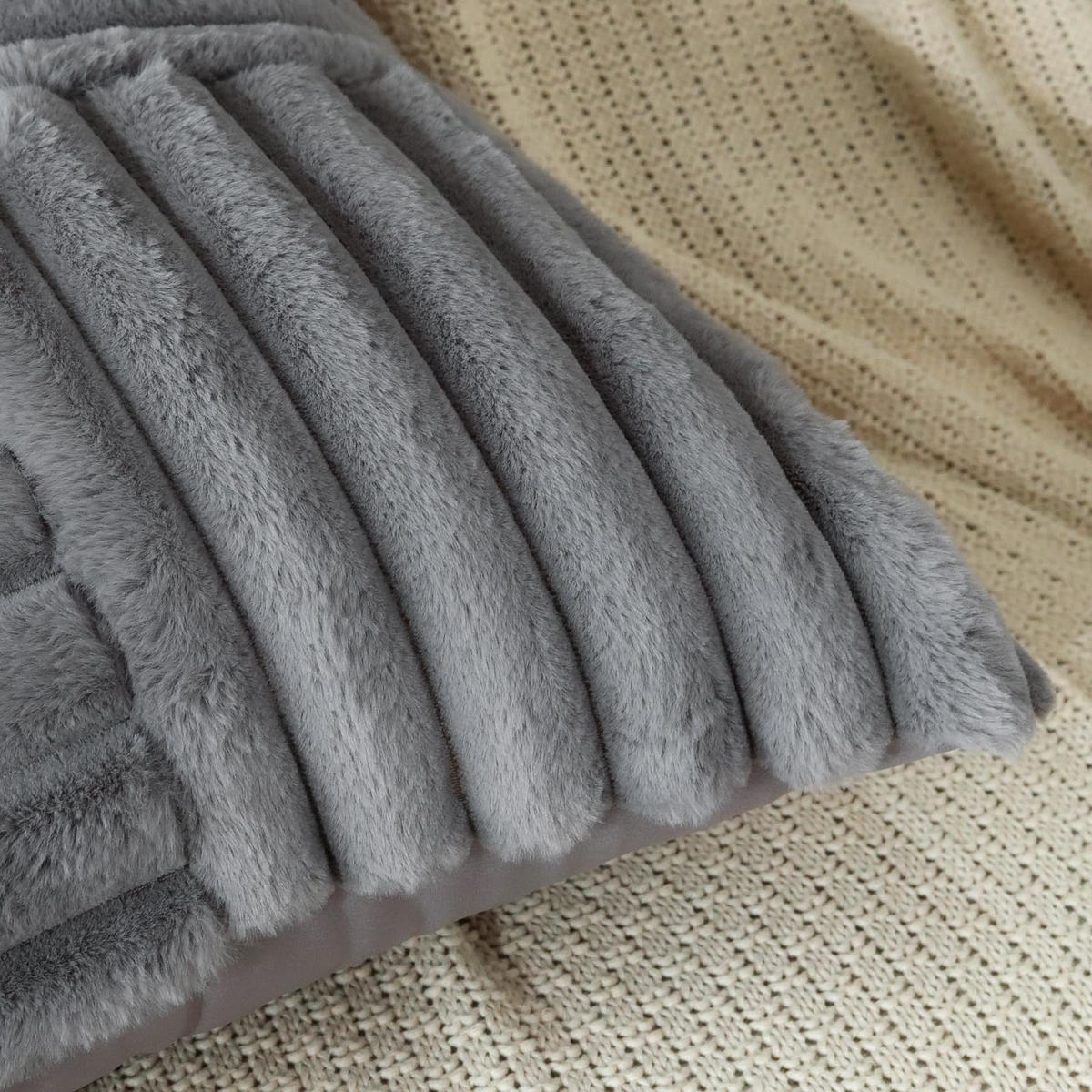 KISSENHÜLLE UNI Plüsch & Samt 45/45 cm - Grau, Textil (45/45cm) - Kaket