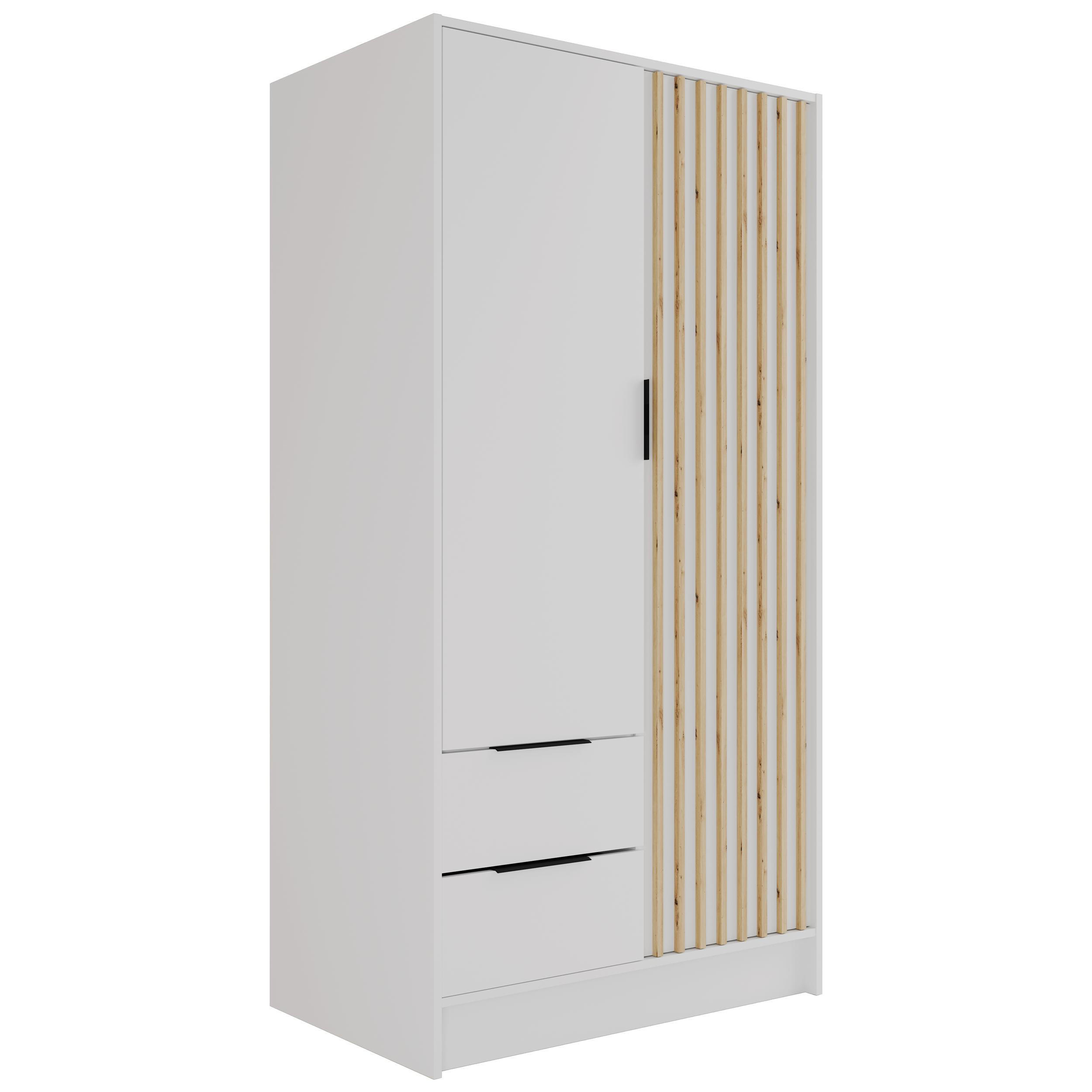 KLEIDERSCHRANK NELIA - 120 cm - Weiß/Eiche Artisan, Holzwerkstoff (102/200/51cm) - ALTDECOR