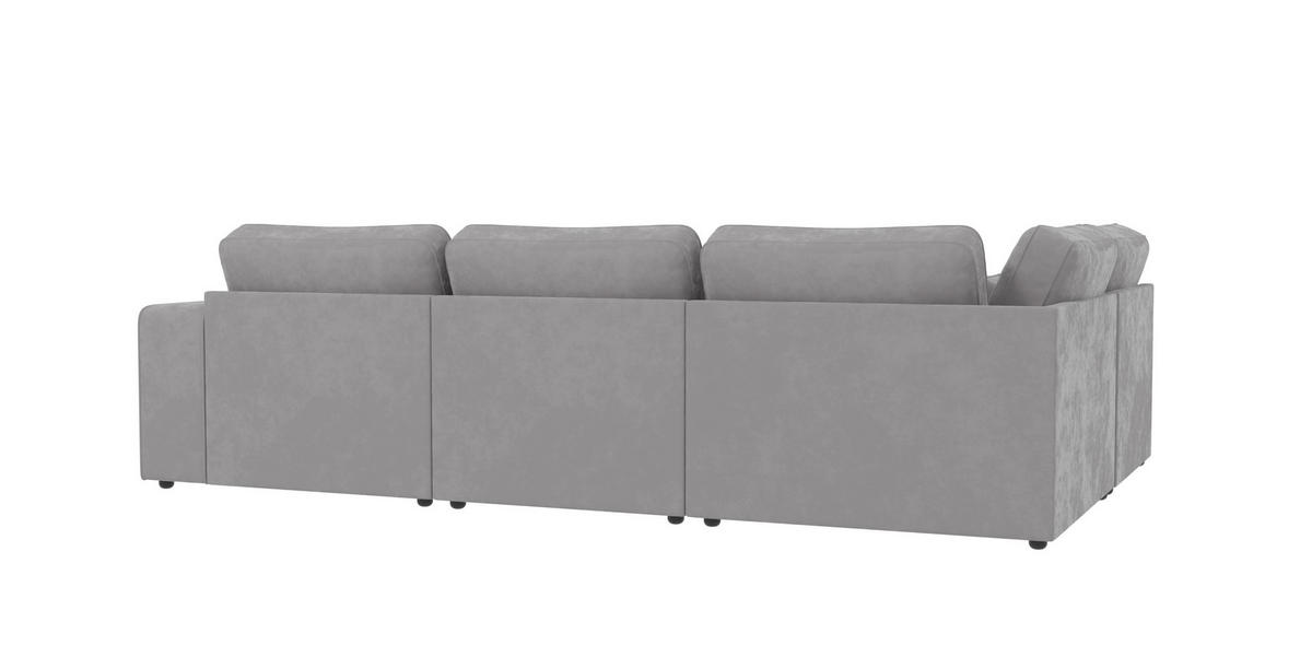ECKSOFA modularer Leox Hellgrau Samt-Stoff - Hellgrau/Schwarz, Kunststoff/Textil (305/281cm) - S-Style Möbel