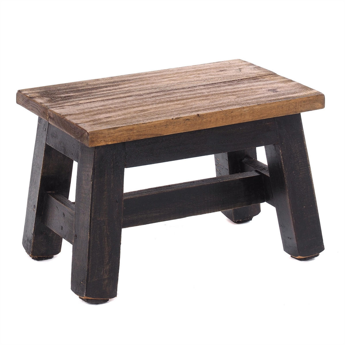 BLUMENHOCKER Monte Mahagoni Massivholz 04 schwarz-natur - Graubraun, Holz (30/21/20cm) - DESIGN DELIGHTS