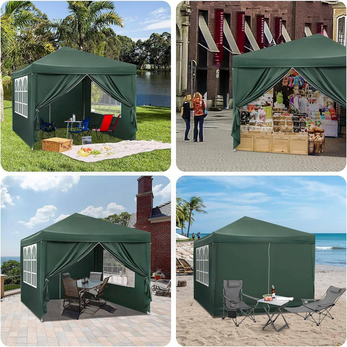 PAVILLON Pop-Up wasserdichter Faltpavillon, aus Oxford Metallrahmen 3 x 3 m - Grün, Metall (300/300/260cm) - Woltu