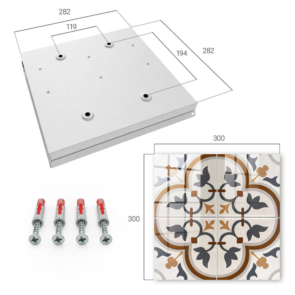 SCHLÜSSELBOX Weiß 30x30 cm – Türöffnung nach rechts - Geometrische Eleganz - Beige, Metall (30/30/5cm) - TULUP