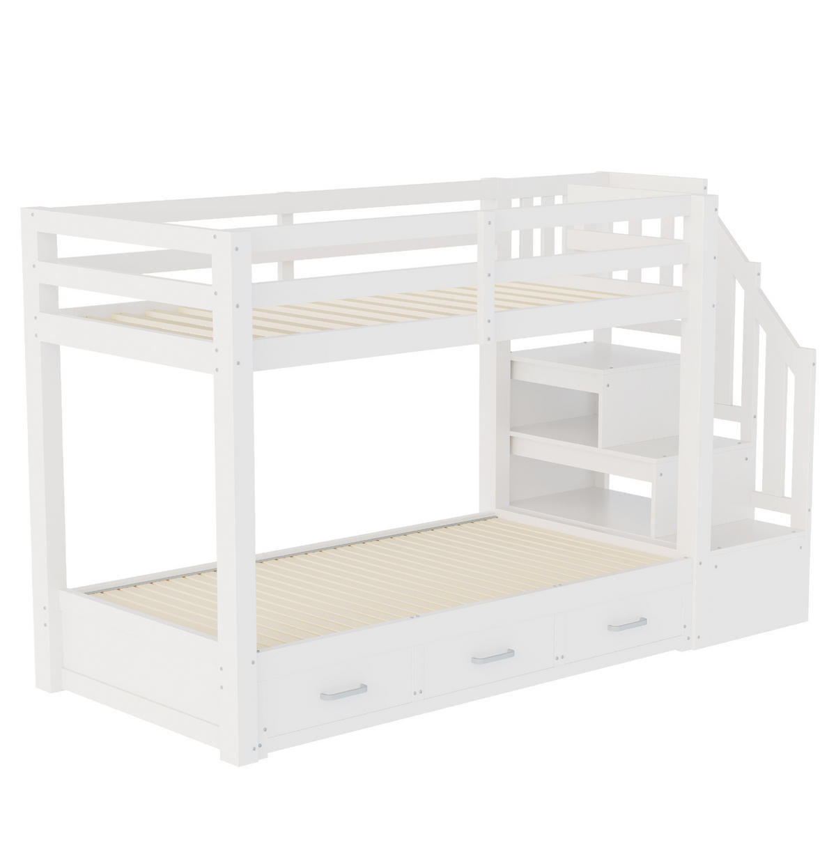 ETAGENBETT 90/200 cm Weiß mit Ausziehbett - Weiß, Holz (90/200cm) - MIVRAY