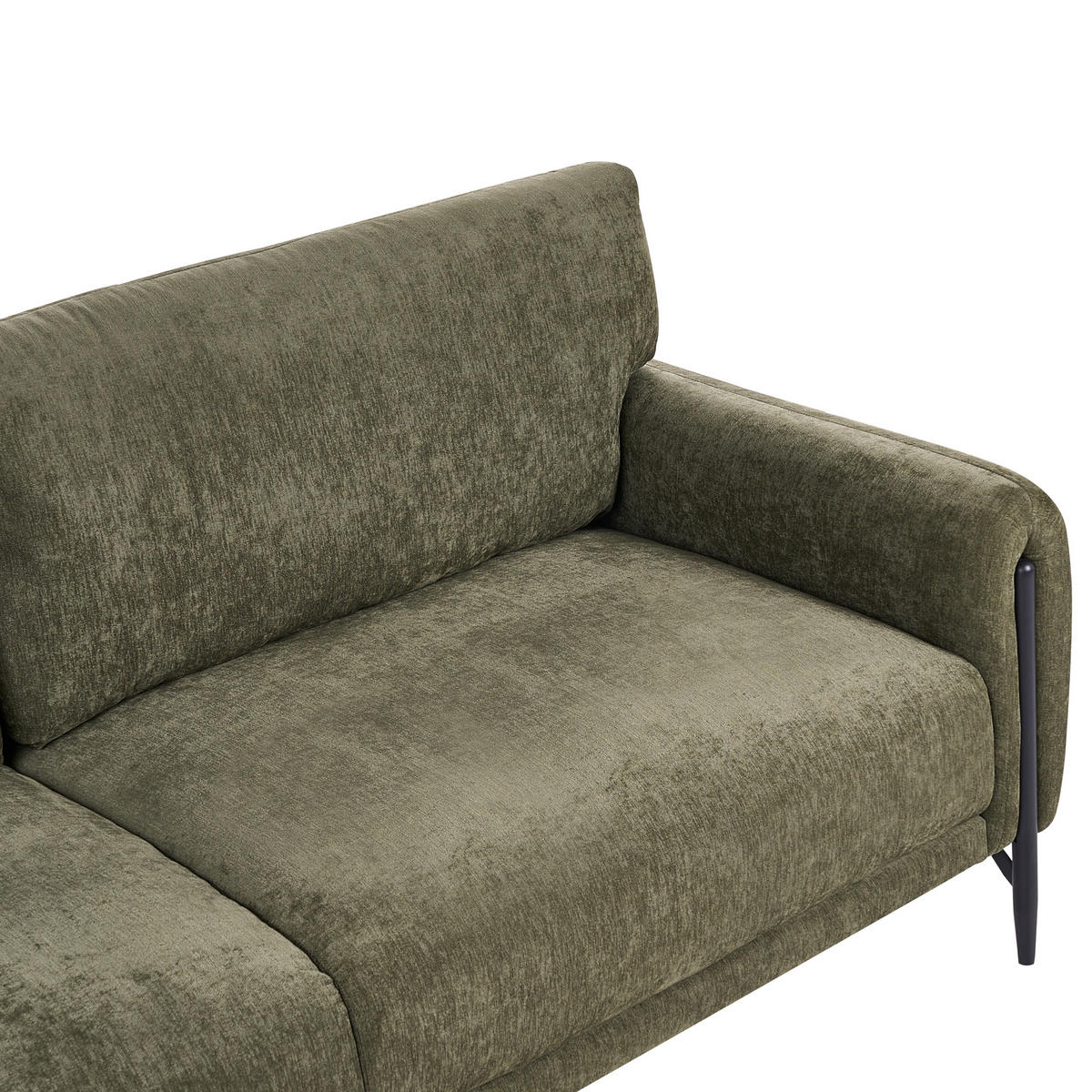 3-SITZER-SOFA Chenillegewebe Grün Skaro - Schwarz/Grün, Textil (214/87/89cm) - Beliani