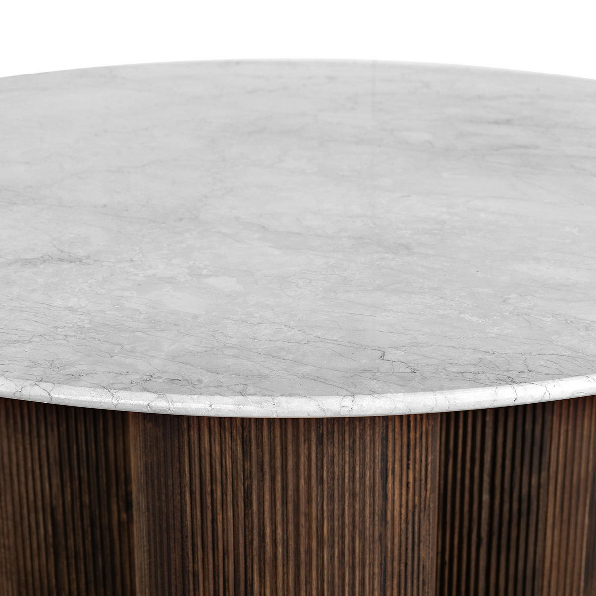 ESSTISCH - Mango massiv / Marmor - Dunkelbraun / Marmor Weiß - Weiß, Naturmaterialien/Holz (130/130/76cm) - home24