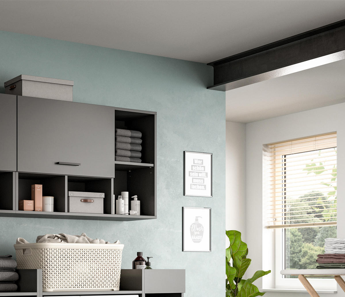 HÄNGESCHRANK Mixx (B/H/T: ca. 95/64/34 cm) in anthrazit/anthrazit - Anthrazit, Holzwerkstoff (95/64/34cm)