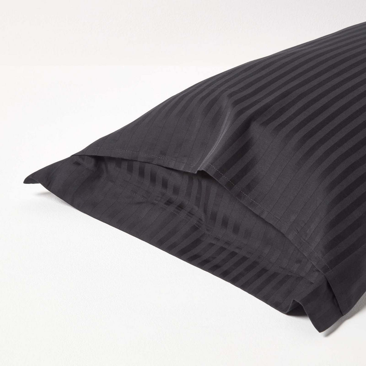 KISSENBEZUG Damast mit Stehsaum, Fadendichte 330 - Schwarz, Textil (50/90cm) - Homescapes