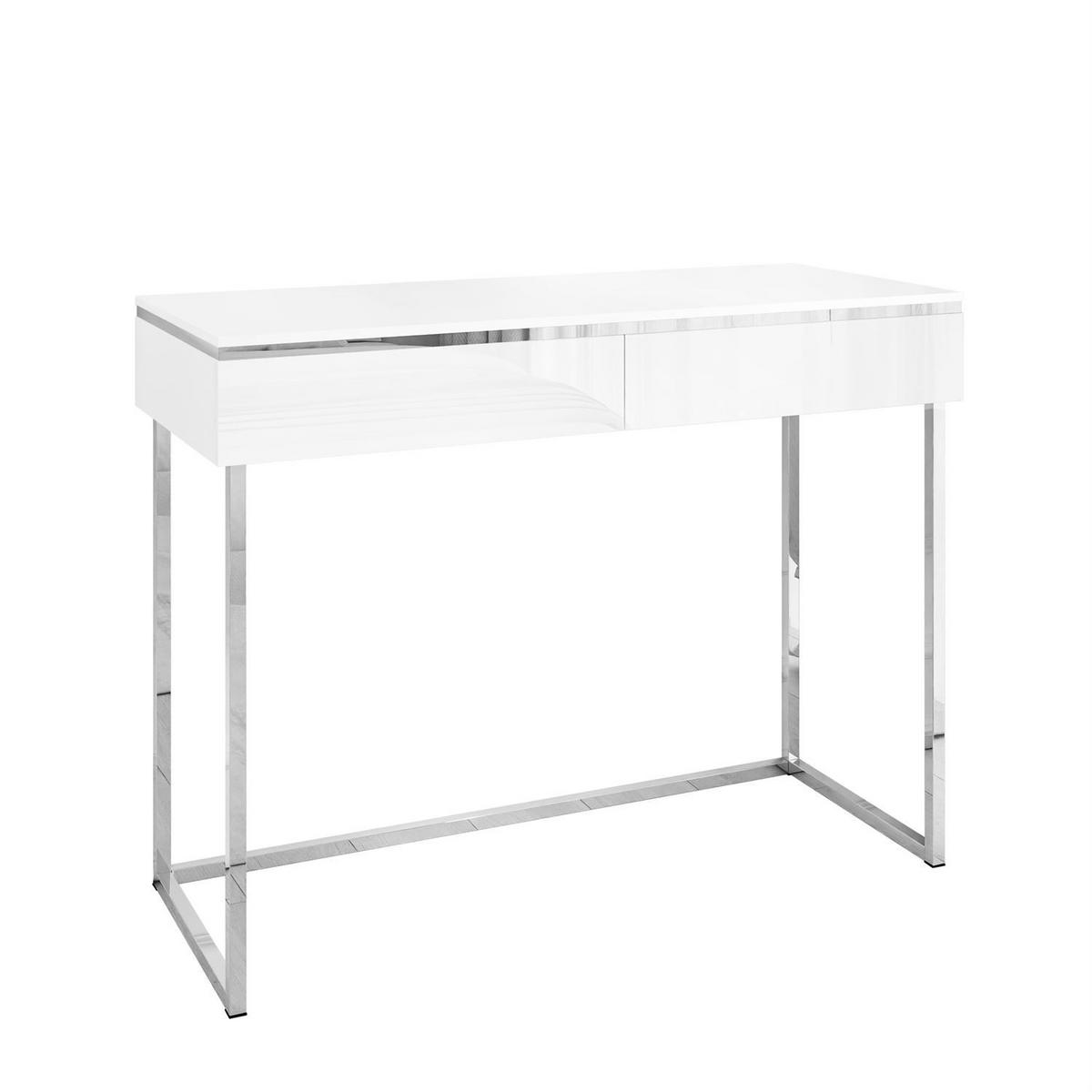 KONSOLEN AURORA SILVER Hochglanz Weiß auf silbernem Gestell - Weiß Hochglanz, Holzwerkstoff (102/78.5/43.6cm) - Lookway