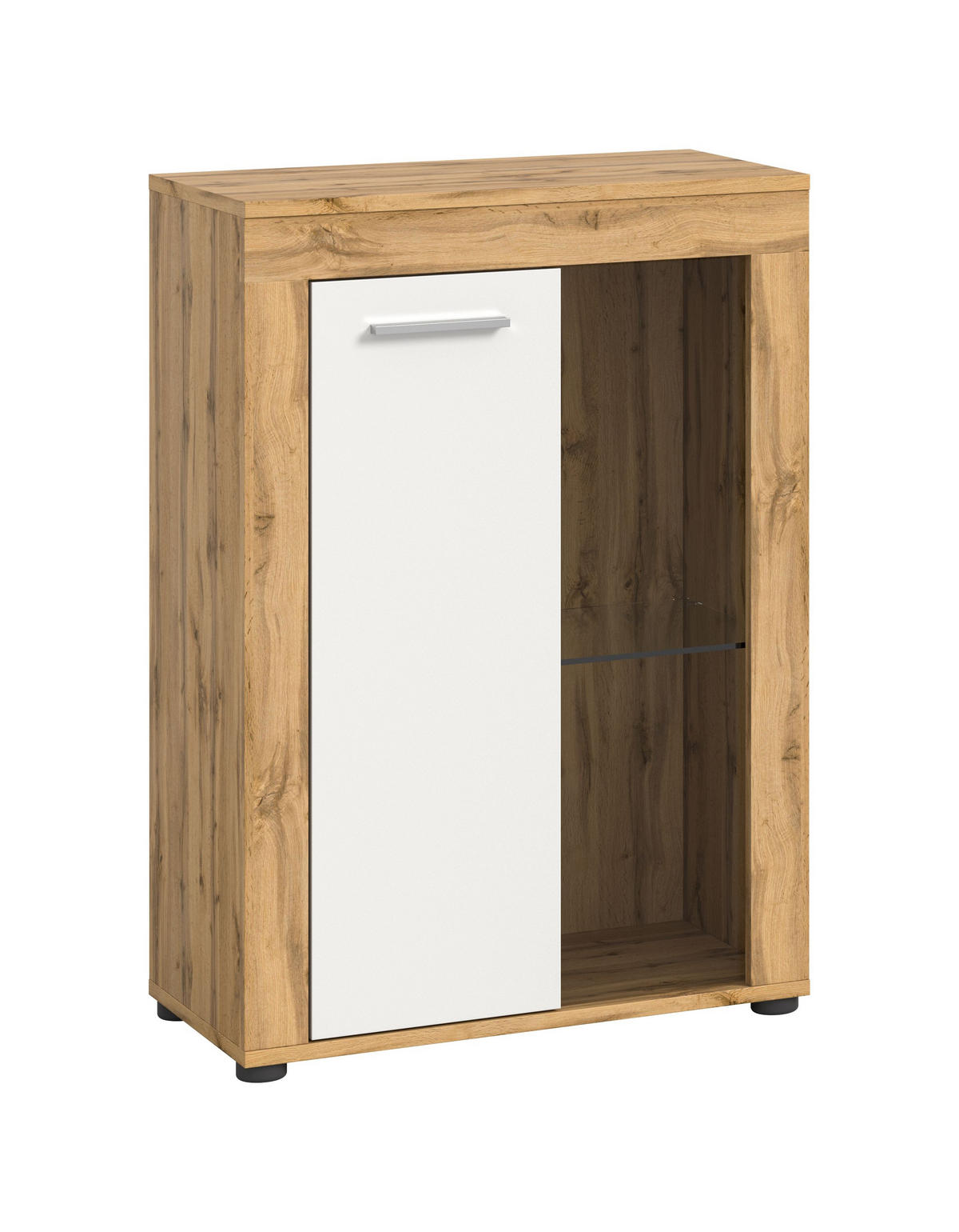 VITRINE JAM (B/H/T: ca. 60/86/35 cm) in Wotan Eiche Nachbildung/weiß - Eiche Wotan, Holzwerkstoff (60/86/35cm)