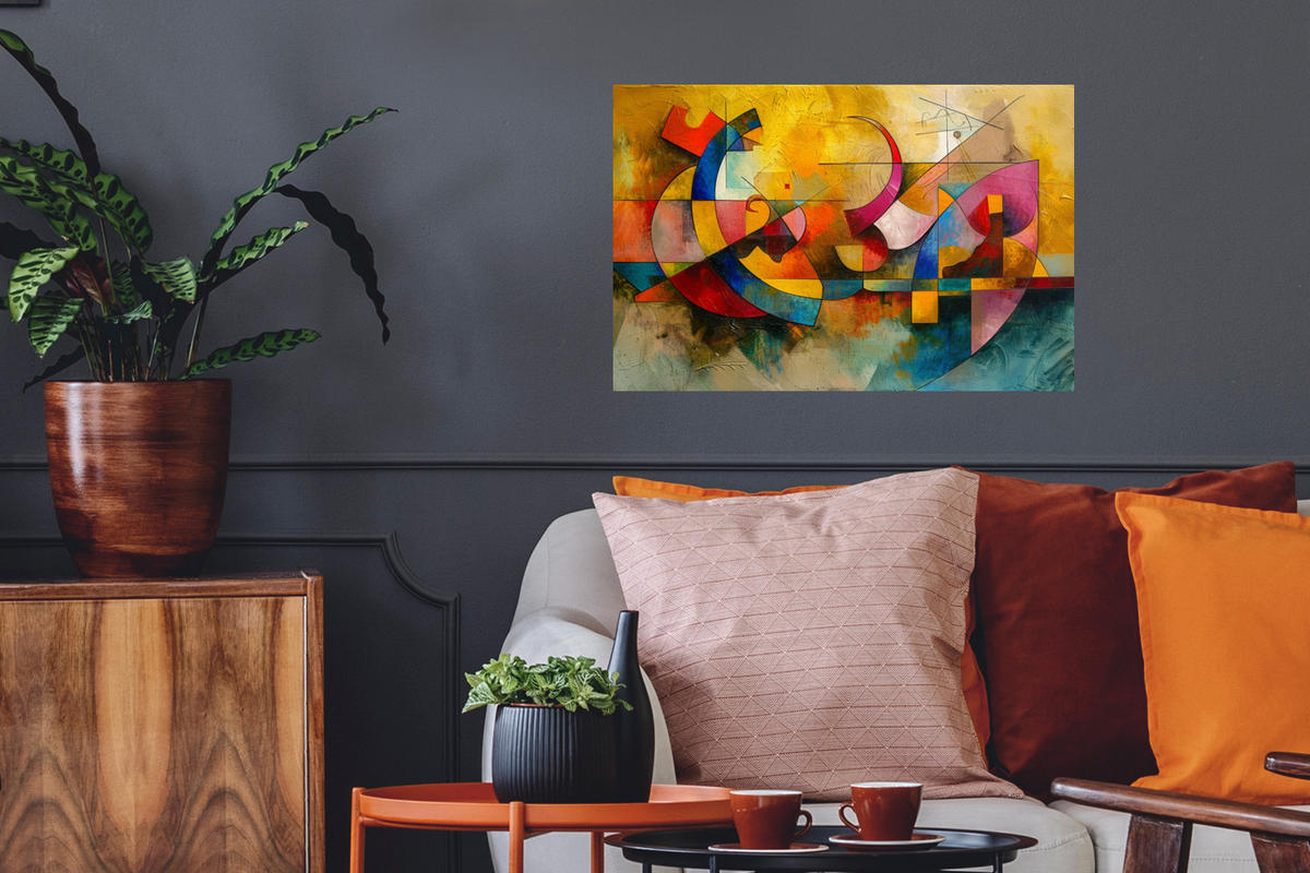 WANDTATTOO Kunst - Abstrakt - Modern 60x40 cm - Gelb, Kunststoff (60/40/0.1cm) - MuchoWow