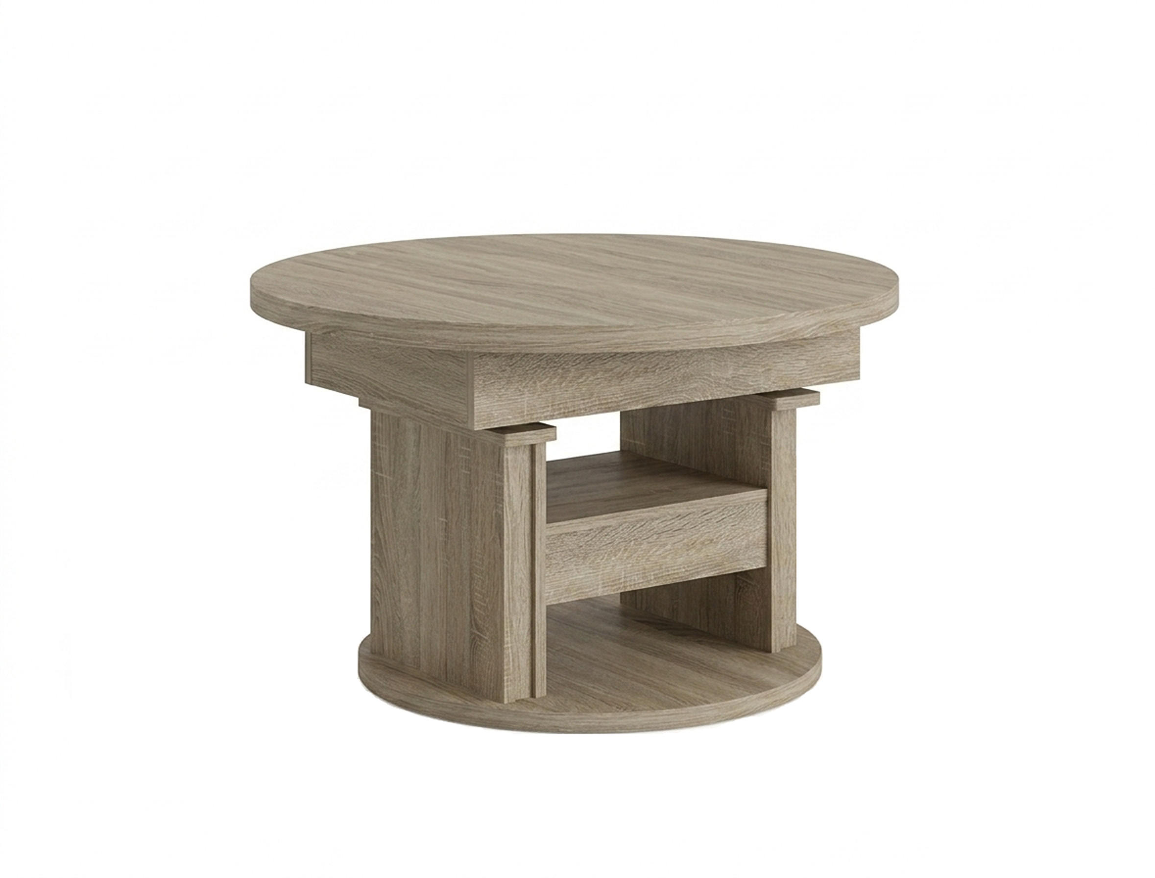 COUCHTISCH rund ausziehbar höhenverstellbar Schubalde 100/100/60 cm - Sonoma Eiche, Holzwerkstoff (100/100/60cm) - designimpex