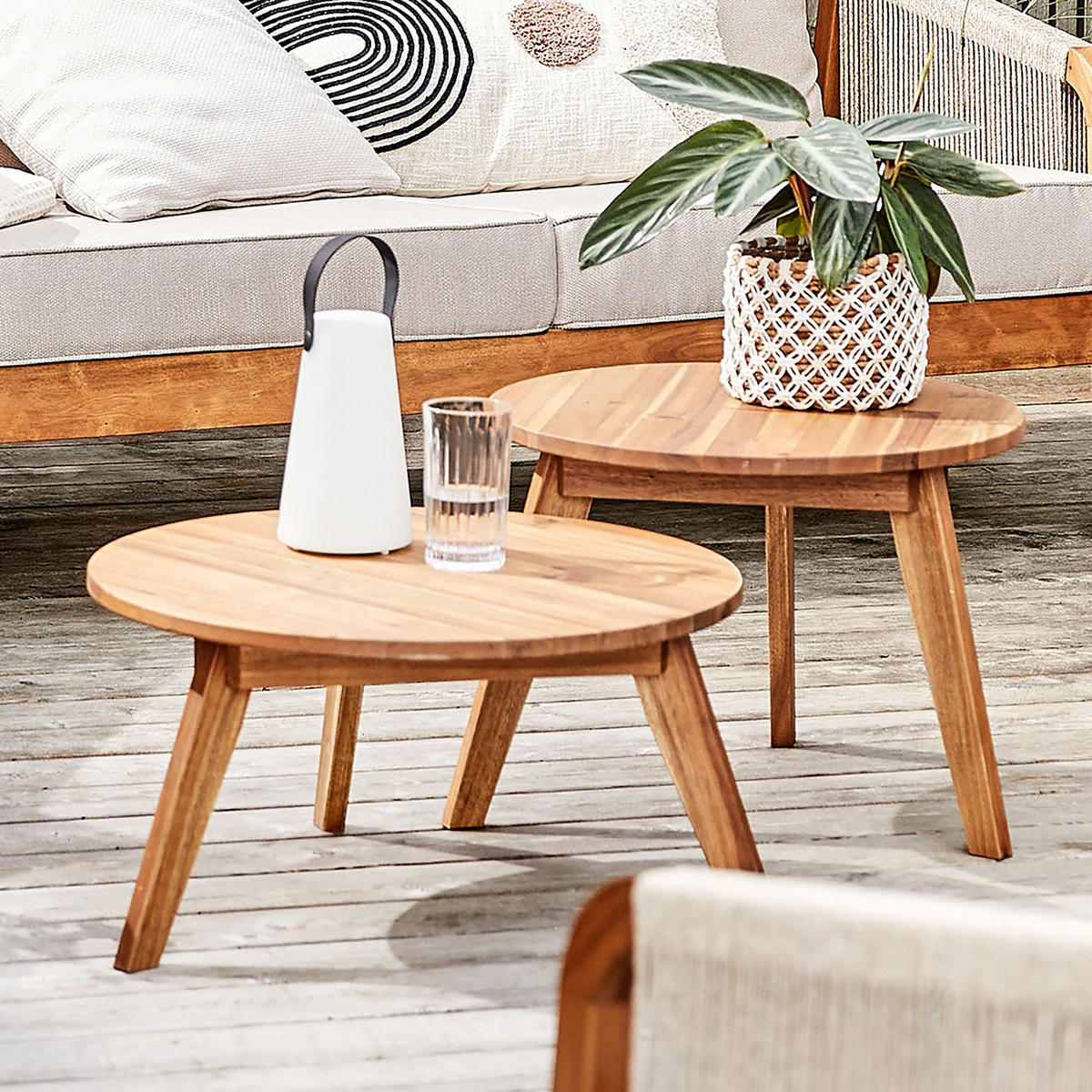 BEISTELLTISCH-SET (2-teilig) Rope Island - Braun, Holz (57/57/30cm) - BUTLERS