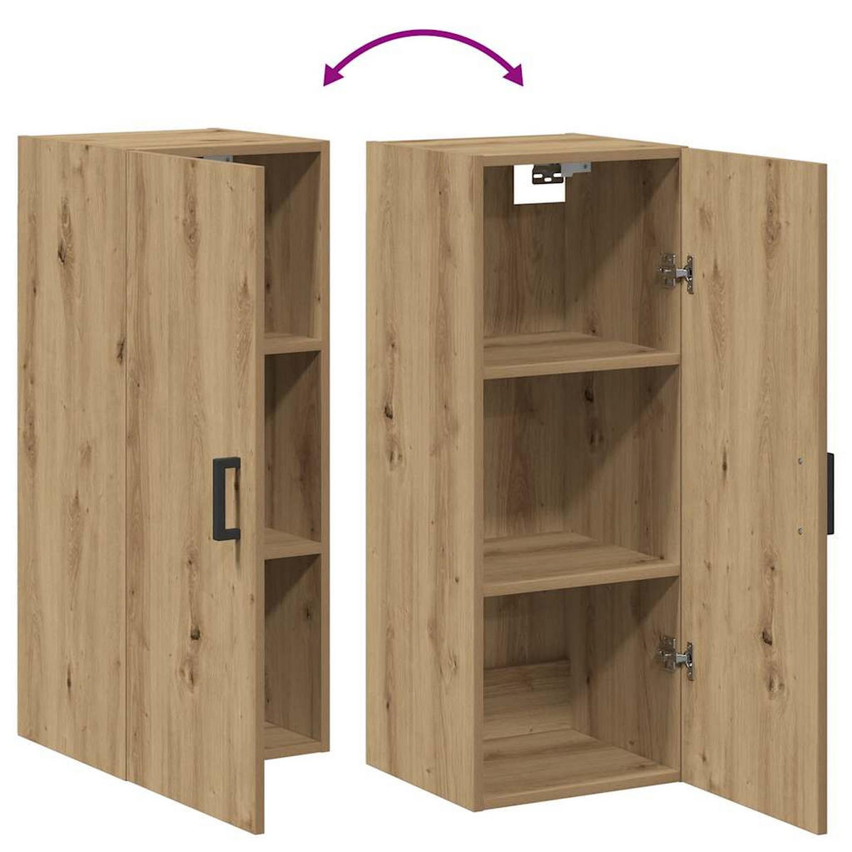 HÄNGESCHRANK mit 3 Fächern 34,5/34/90 cm aus Holzwerkstoff Artisan-Eiche Dekor - Eiche Artisan, Holz (34.5/90/34cm) - vidaXL