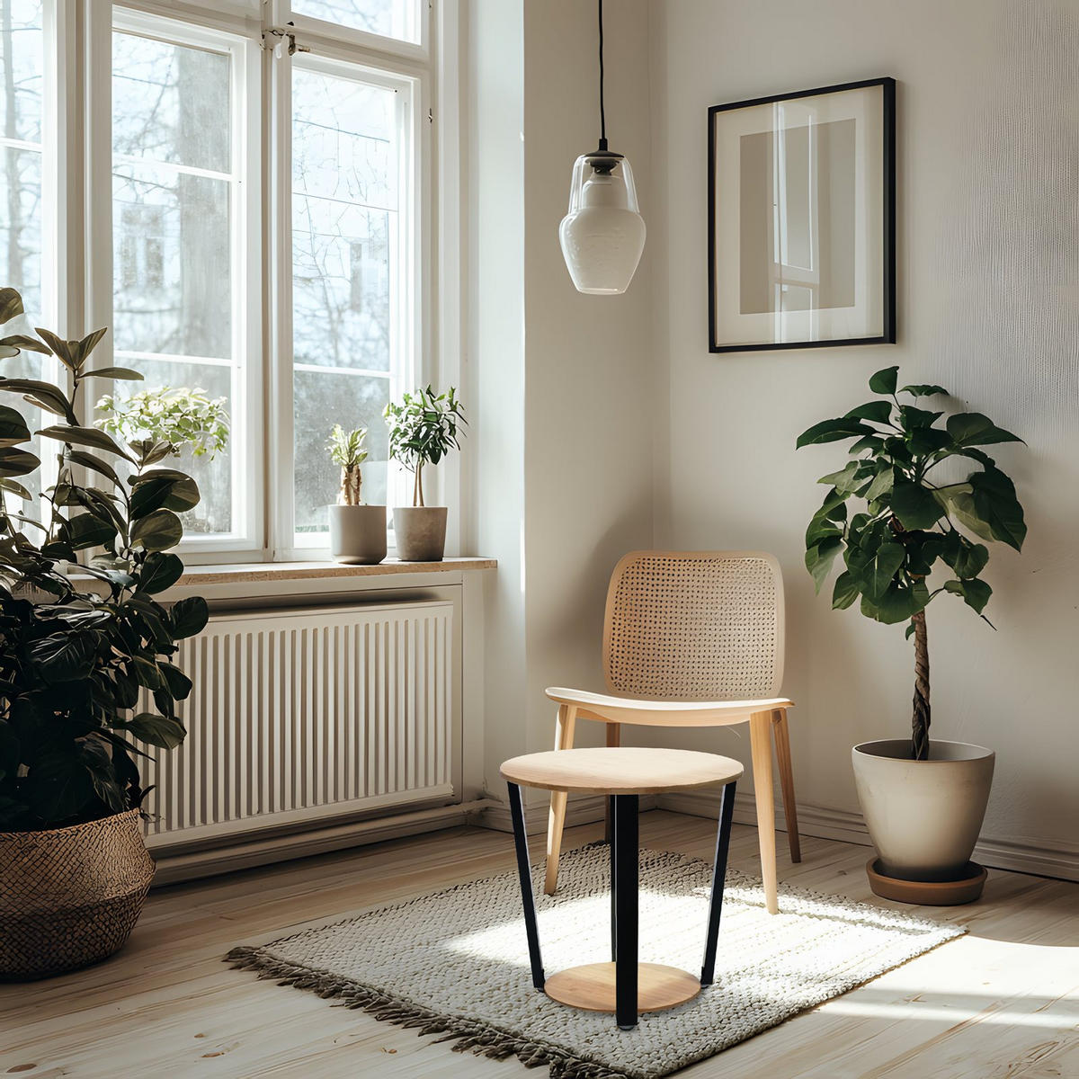 COUCHTISCH Holzoptik Metall Eichefarben Schwarz rund klein 46x52 cm - Eichefarben/Schwarz, Holzwerkstoff/Metall (46/46/52cm) - Begryf