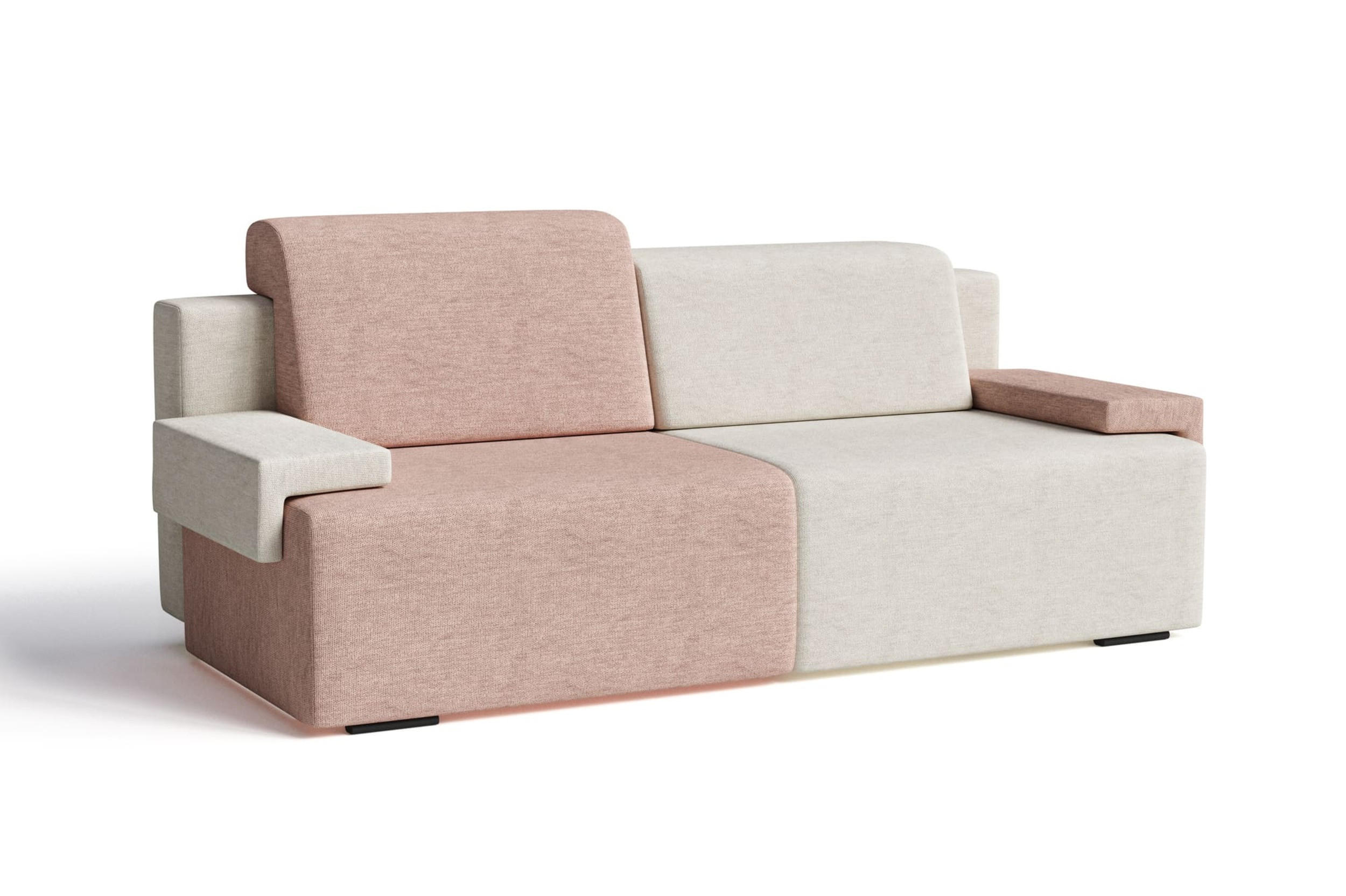 SCHLAFSOFA HOOK - Creme + Schmutziges Rosa (Diosa 03 + 60) - Creme, Holzwerkstoff (200/88/98cm) - Möblo