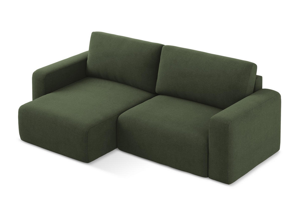 ECKSOFA mit Schlaffunktion links Strukturstoff Stoff Grün - Blau/Schwarz, Kunststoff/Textil (149/244cm) - Makamii