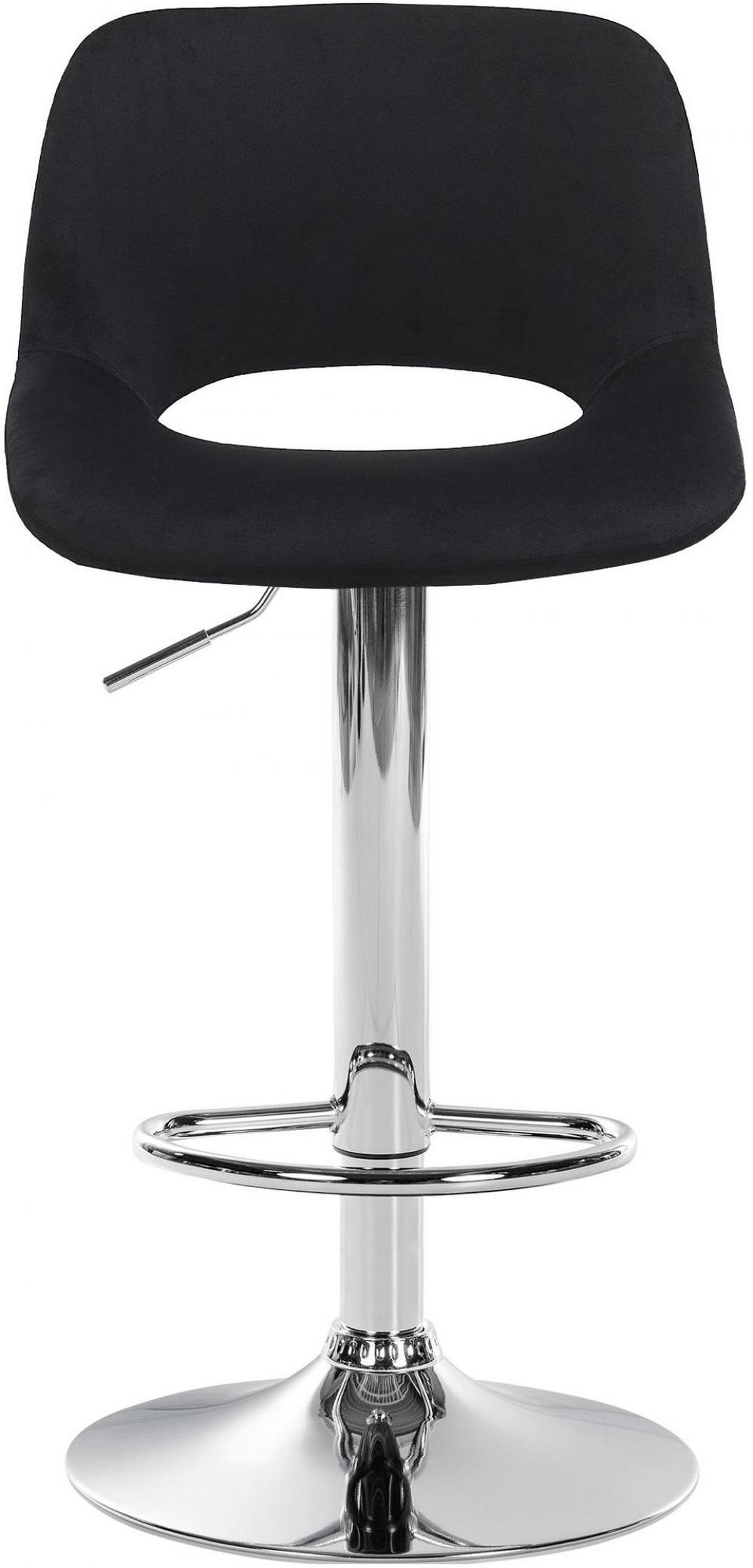 BARHOCKER 2 Samt Schwarz - Chromfarben/Schwarz, Textil/Metall (42/86/46cm) - CLP