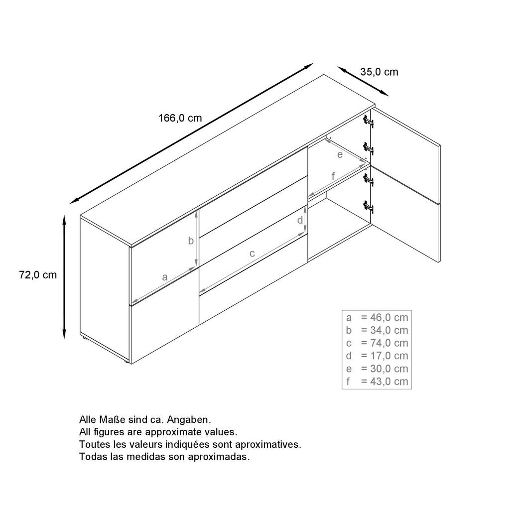 Thumbnail - Vladon Sideboard, Creme, Holzwerkstoff, 166x72x35 cm, Wohnzimmer, Kommoden & Sideboards, Sideboards