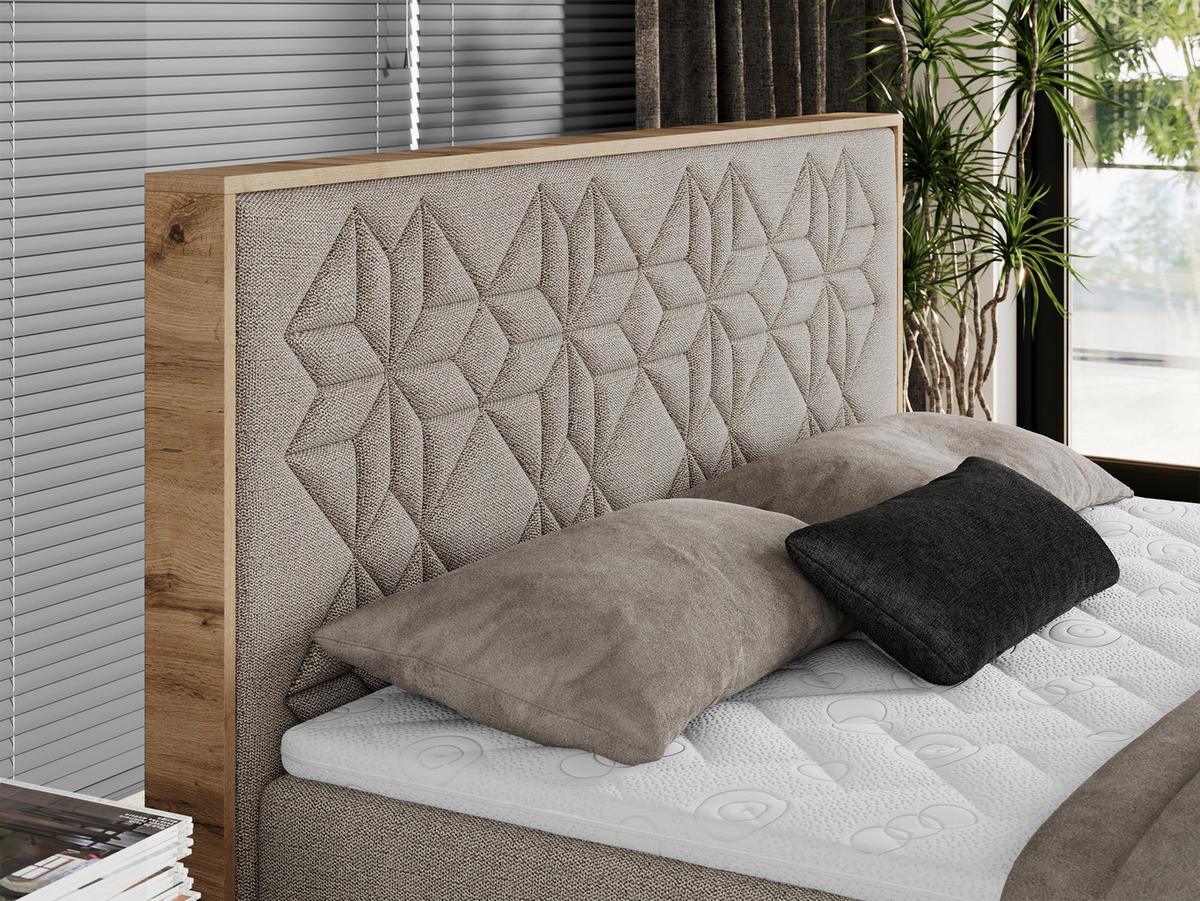 BOXBETT NESSI - 180/200 Beige Struktur - H3 - Beige, Holz/Textil (180/200cm) - MKS