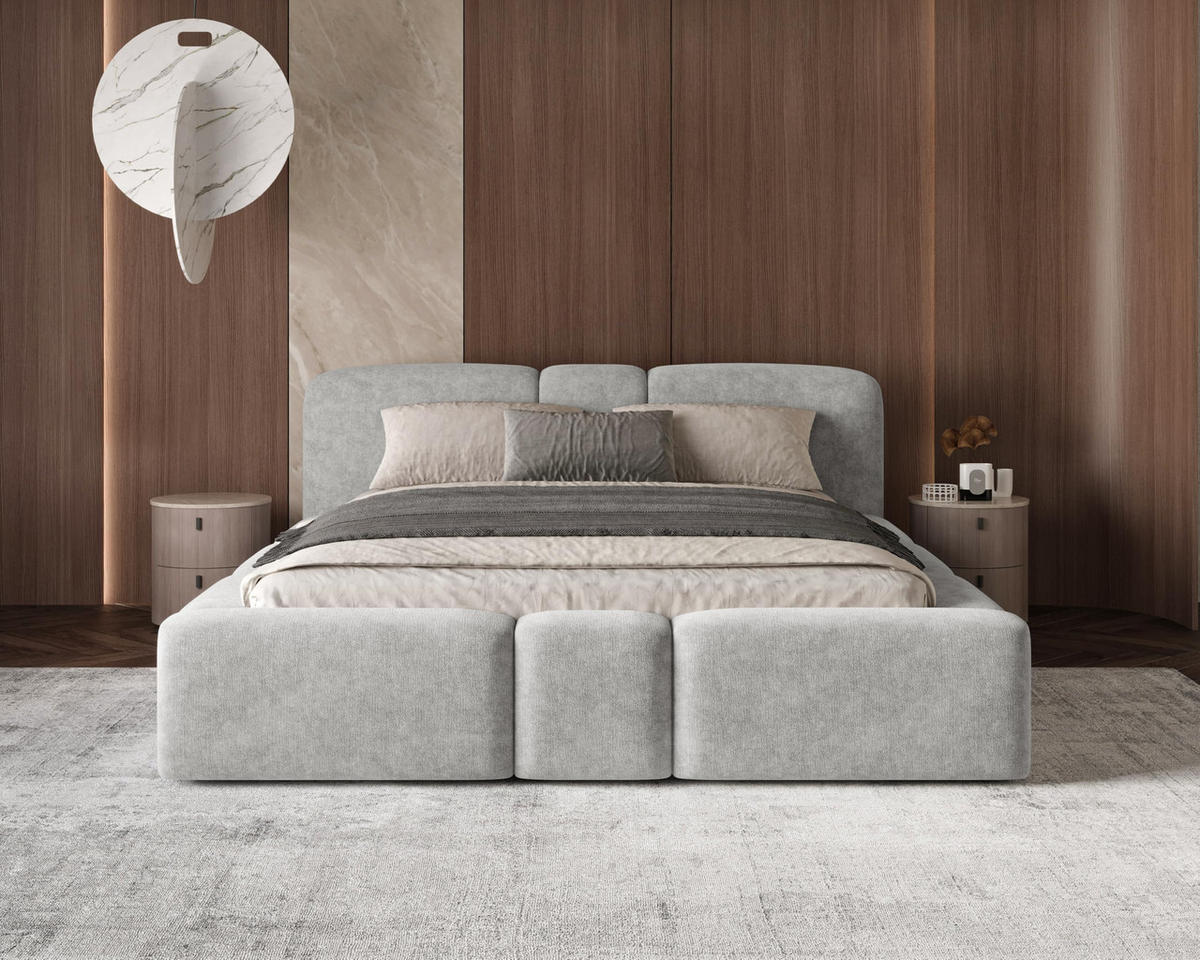 POLSTERBETT Monte160x200 cm- Bettkasten und Stauraum - Doppelbett mit Stabilem Metallrahmen - Dunkelgrau - Dunkelgrau, Holzwerkstoff (160/200cm) - Chilly