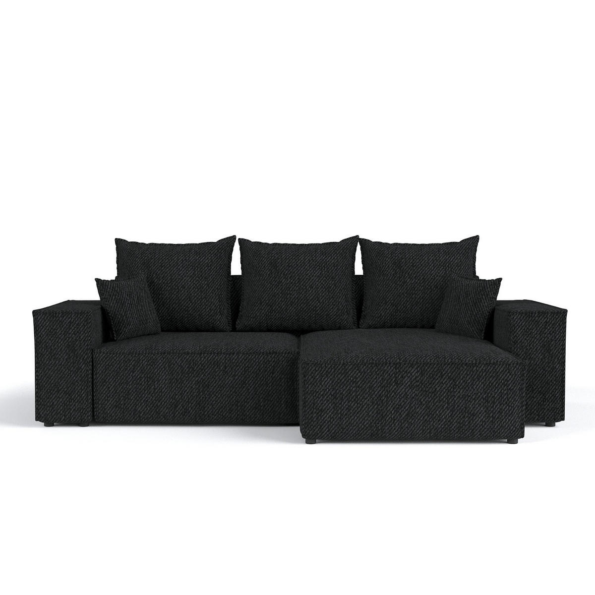ECKSOFA SENSO mit Schlaffunktion Schwarz im Neve Stoff - Schwarz, Holz/Holzwerkstoff (255/148cm) - AltaBeds