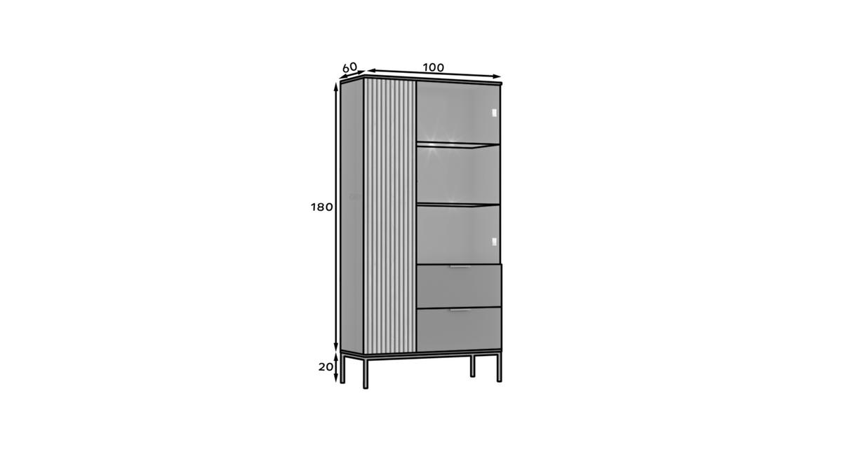 VITRINE - Meteor (Schwarz + Artisan) - Schwarz, Holzwerkstoff/Metall (100/200/60cm) - Möblo