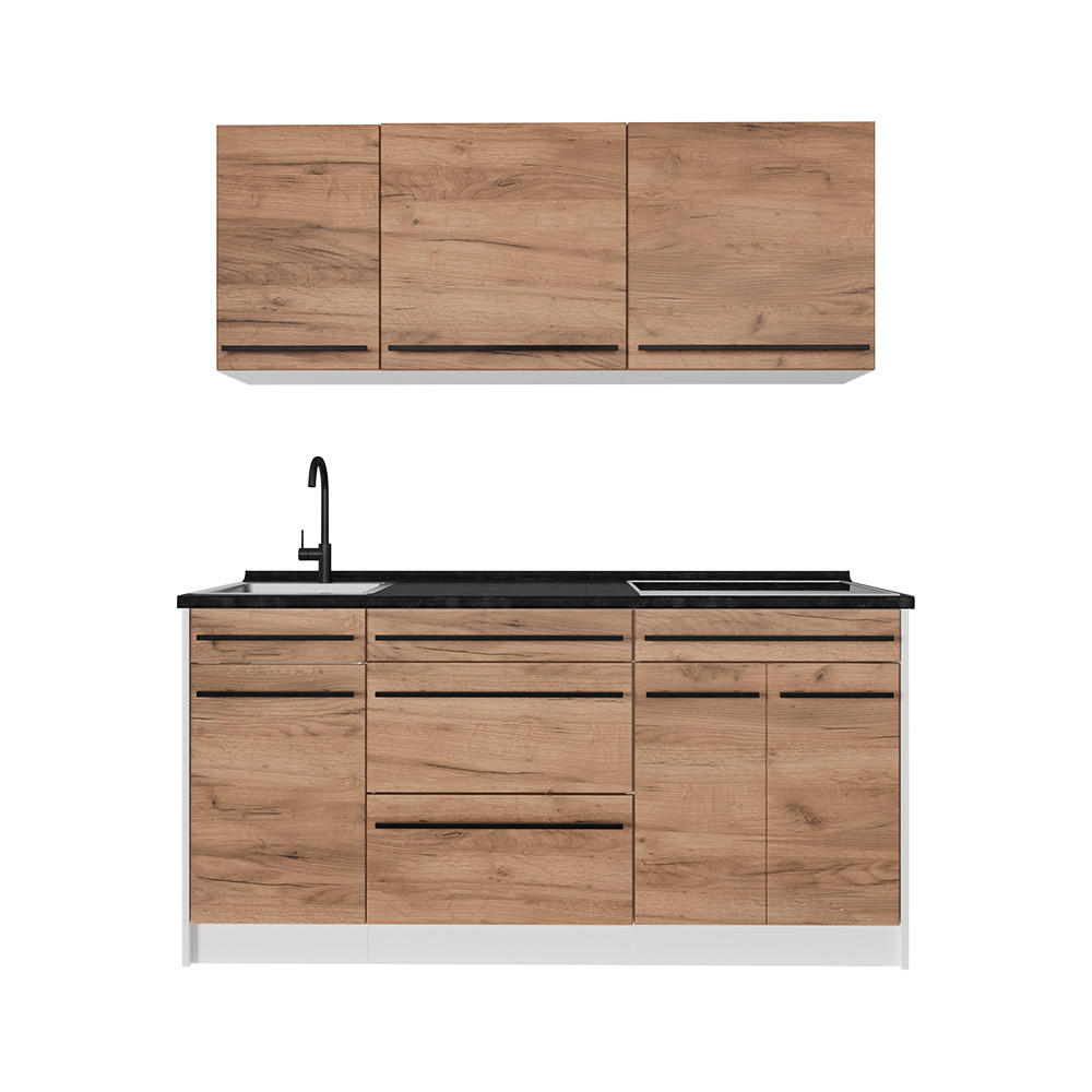 Vicco Singleküche Honigeiche, Weiß 160x81.6x60 cm
