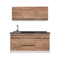 SINGLEKÜCHE R-Line, Goldkraft Eiche/Weiß, 160 cm Arbeitsplatte Anthrazit - Honigeiche/Weiß, Holzwerkstoff (160/81.6/60cm) - Vicco
