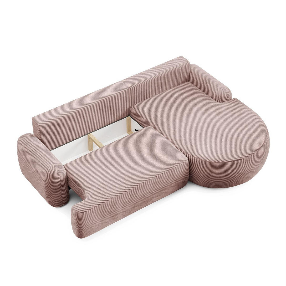 ECKSOFA CLEO II mit Schlaffunktion Version Rechte Poso 145 - Rosa, Textil (264/172cm) - Lookway