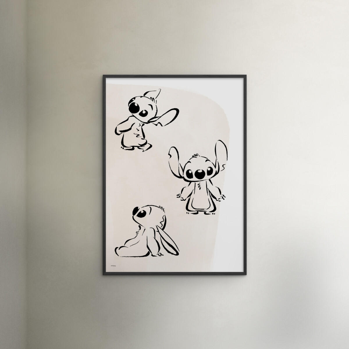 POSTER mit Rahmen Disney - Disney - Stitch Ink Sketch - Beige/Schwarz, Holz/Papier (70/100cm) - Poster&Frame