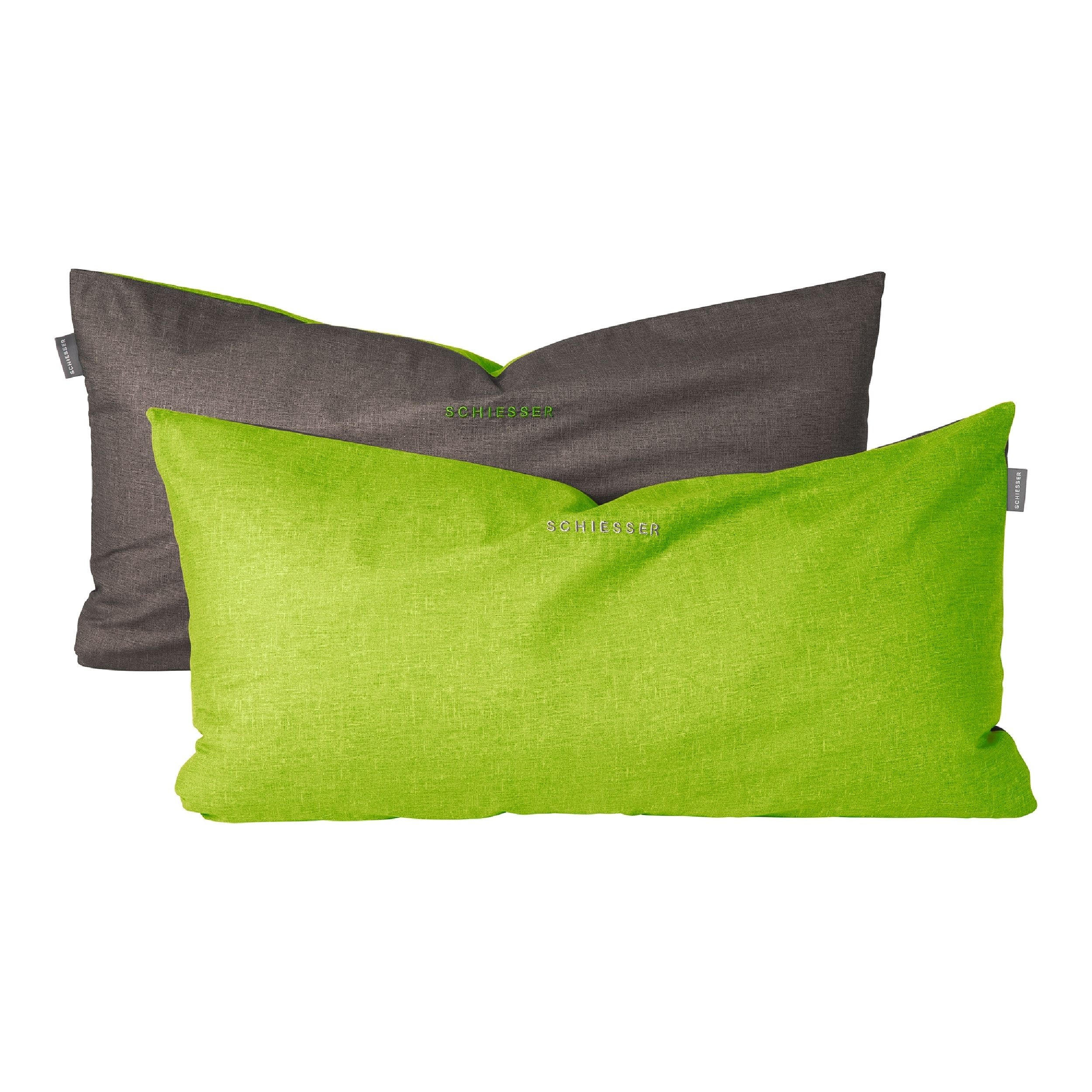 KISSENHÜLLENSET Doubleface Renforcé 2-teilig 40x80 cm Grün-Dunkelgrau - Dunkelgrau/Grün, Textil (40/80cm) - SCHIESSER