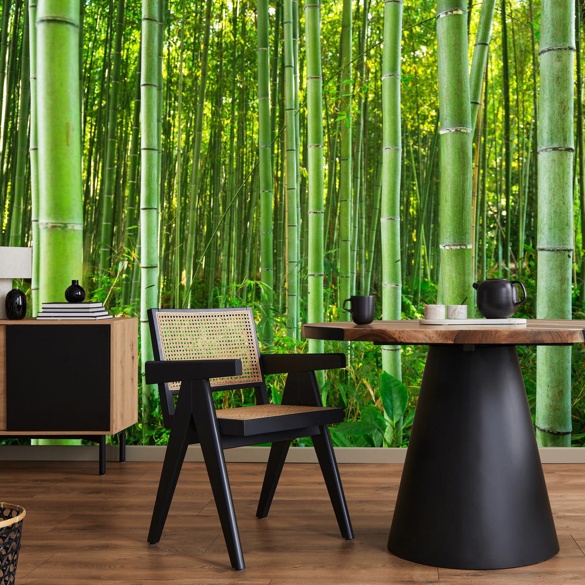 FOTOTAPETA Bambusový Les Rastliny Príroda 3D 150 x 105 cm - žltá/zelená, papier (150/105cm) - Muralo