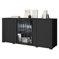 KOMMODE Caro SB 154 4D mit weißer LED Beleuchtung - Schwarz, Holzwerkstoff/Kunststoff (150/70/40cm) - MIRJAN24