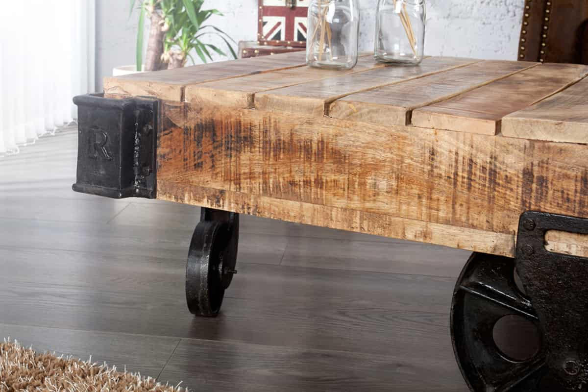 COUCHTISCH RAILWAY Mango rechteckig Natur|Schwarz 118cm - Schwarz/Braun, Holz/Metall (69/118/40cm) - riess-ambiente