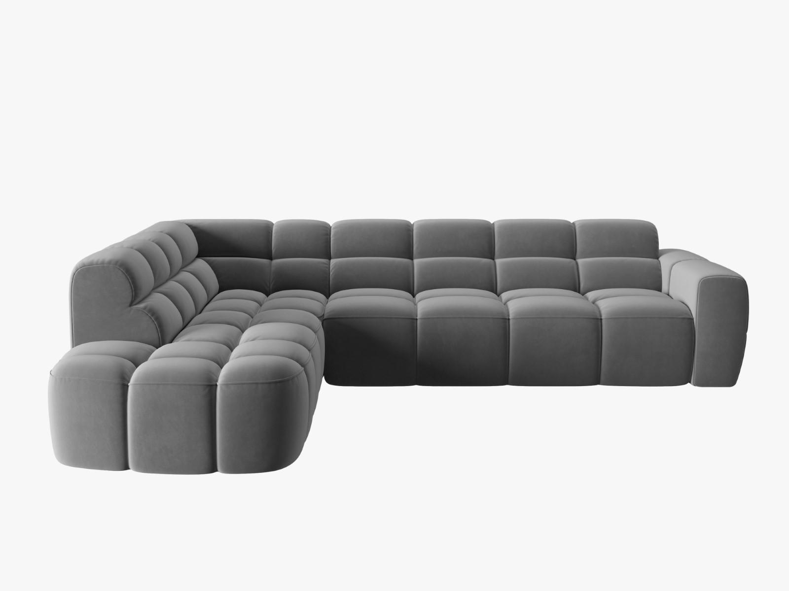 ECKSOFA links Lisa aus Samt hellgrau 5 Sitzplätze - Hellgrau, Textil (234/293cm) - Micadoni