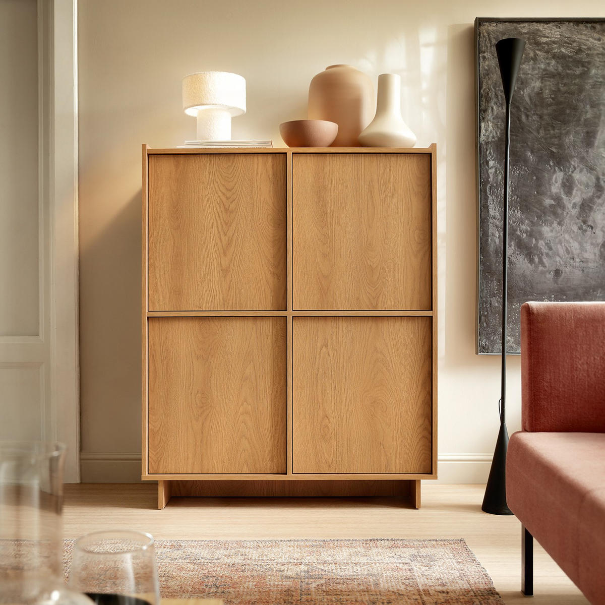 HIGHBOARD SUNA 98 cm (Karamell Eiche, Push to Open) - Eichefarben, Holz/Holzwerkstoff (98/124/39cm) - Ravio