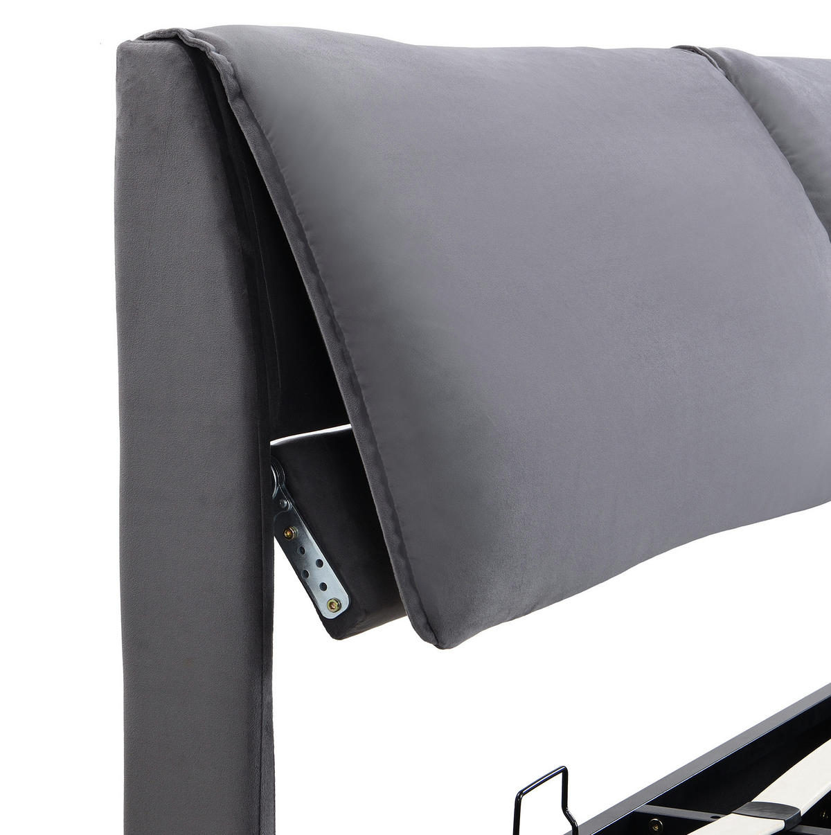 POLSTERBETT aus Samt 160x200 cm Grau mit Bettkasten, 3 Schubladen und hydraulischer Öffnung - Grau, Textil (160/200cm) - IVMEU