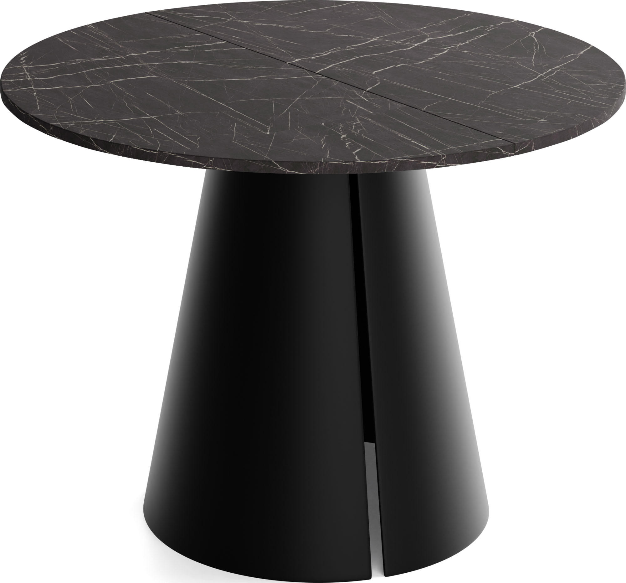 ESSTISCH Lamio runder ausziehbarer, Marmor Schwarz 100-180/100/76 cm - Anthrazit/Schwarz, Holzwerkstoff/Metall (100/100/76cm) - WFL GROUP