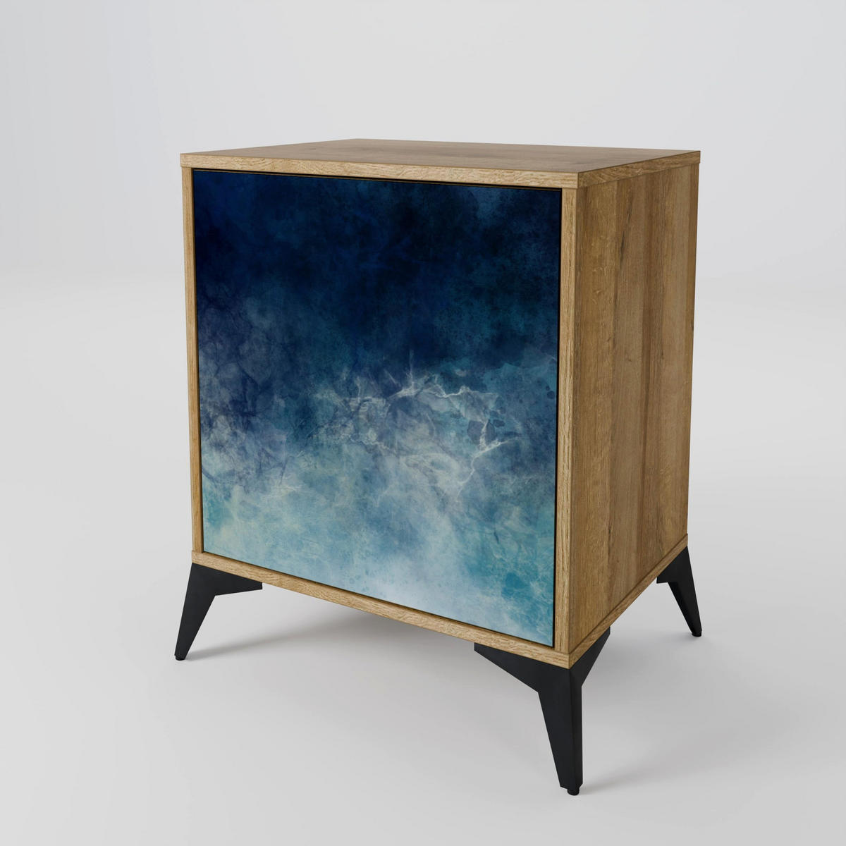 SIDEBOARD CELESTIAL FALL, Eichefarben, 57,5x42x67,5 cm, Schwarze Metall-Rahmenfüße - Eichefarben/Multicolor, Holzwerkstoff/Metall (57.5/67.5/42cm) - SpaceRebels