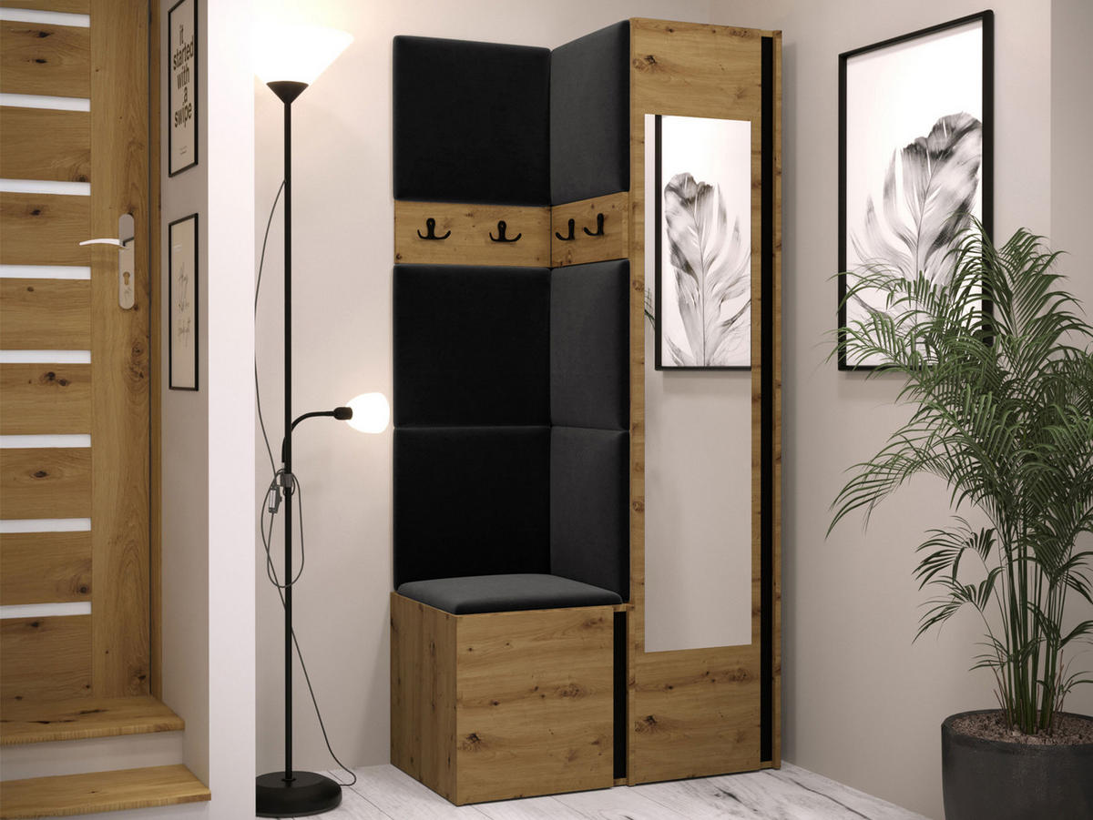 GARDEROBEN-SET Orion XXV - Anthrazit/Eiche Artisan, Holzwerkstoff/Kunststoff (82/186/46cm) - MIRJAN24