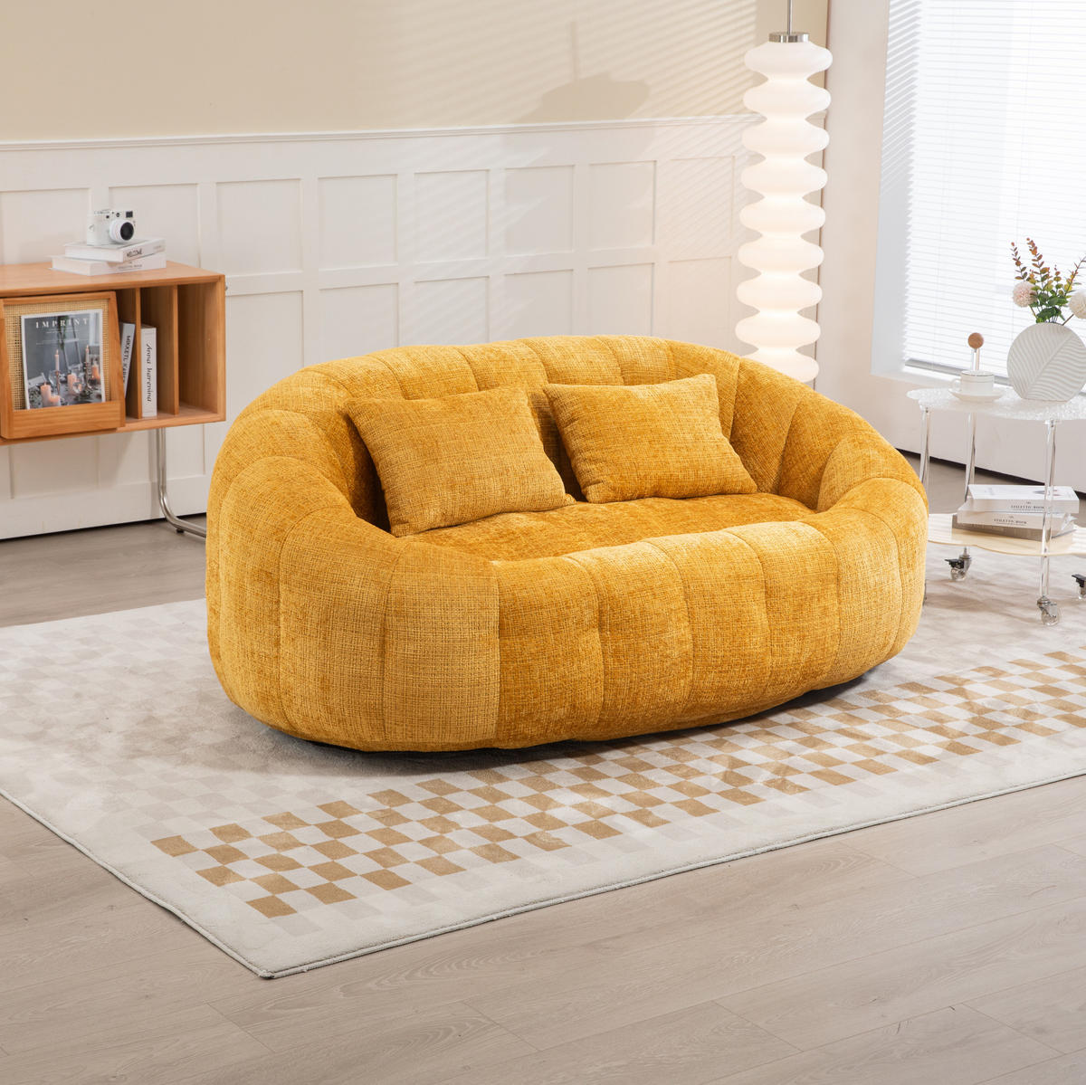 SITZSACK Lazy Sofa 150 x 95 cm Chenille Yellow - Gelb, Kunststoff (95/63/145cm) - Beauniv