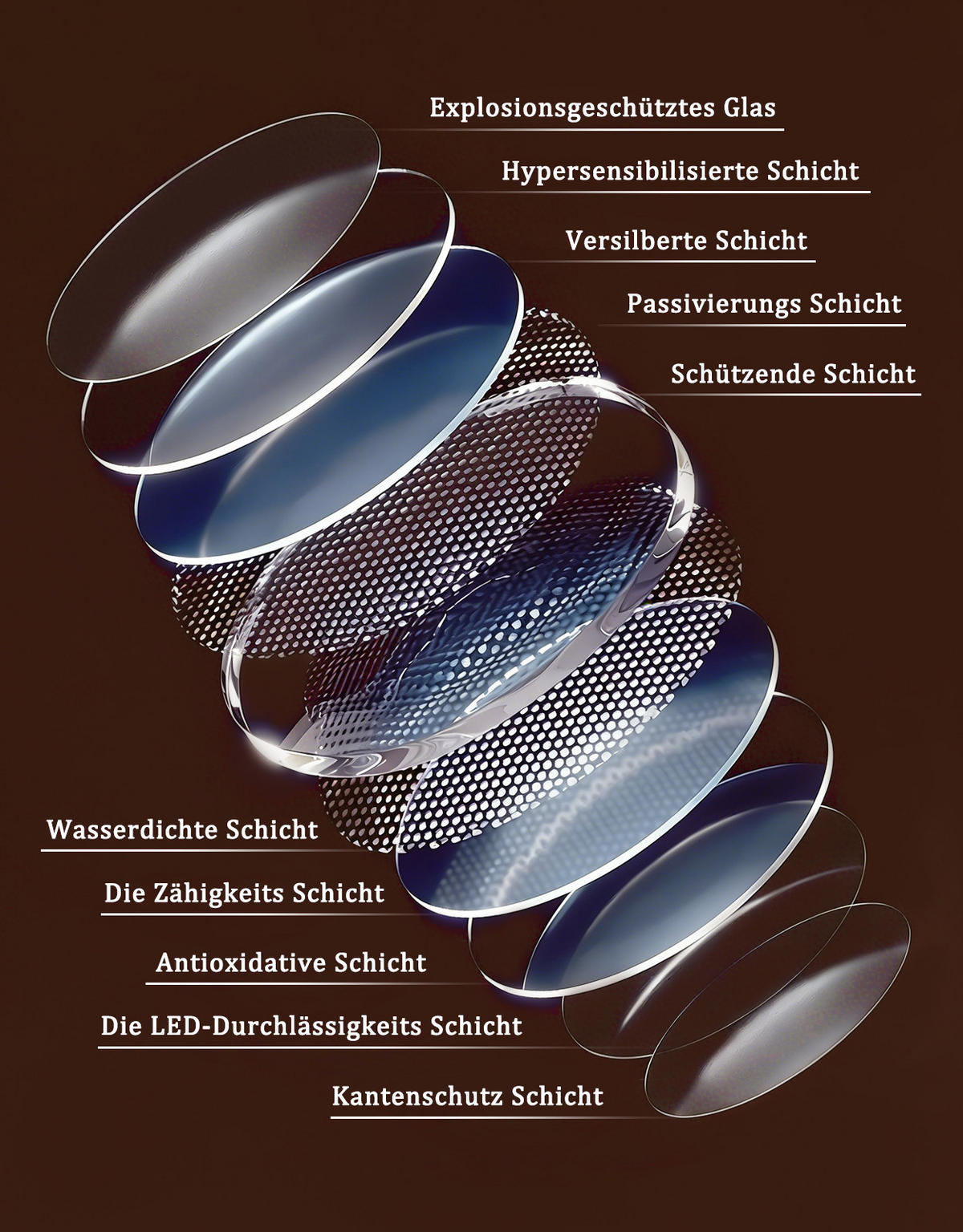 BADSPIEGEL mit Beleuchtung Laryn 3/60/80 cm - Weiß, Glas (60/80/3cm) - ZMH