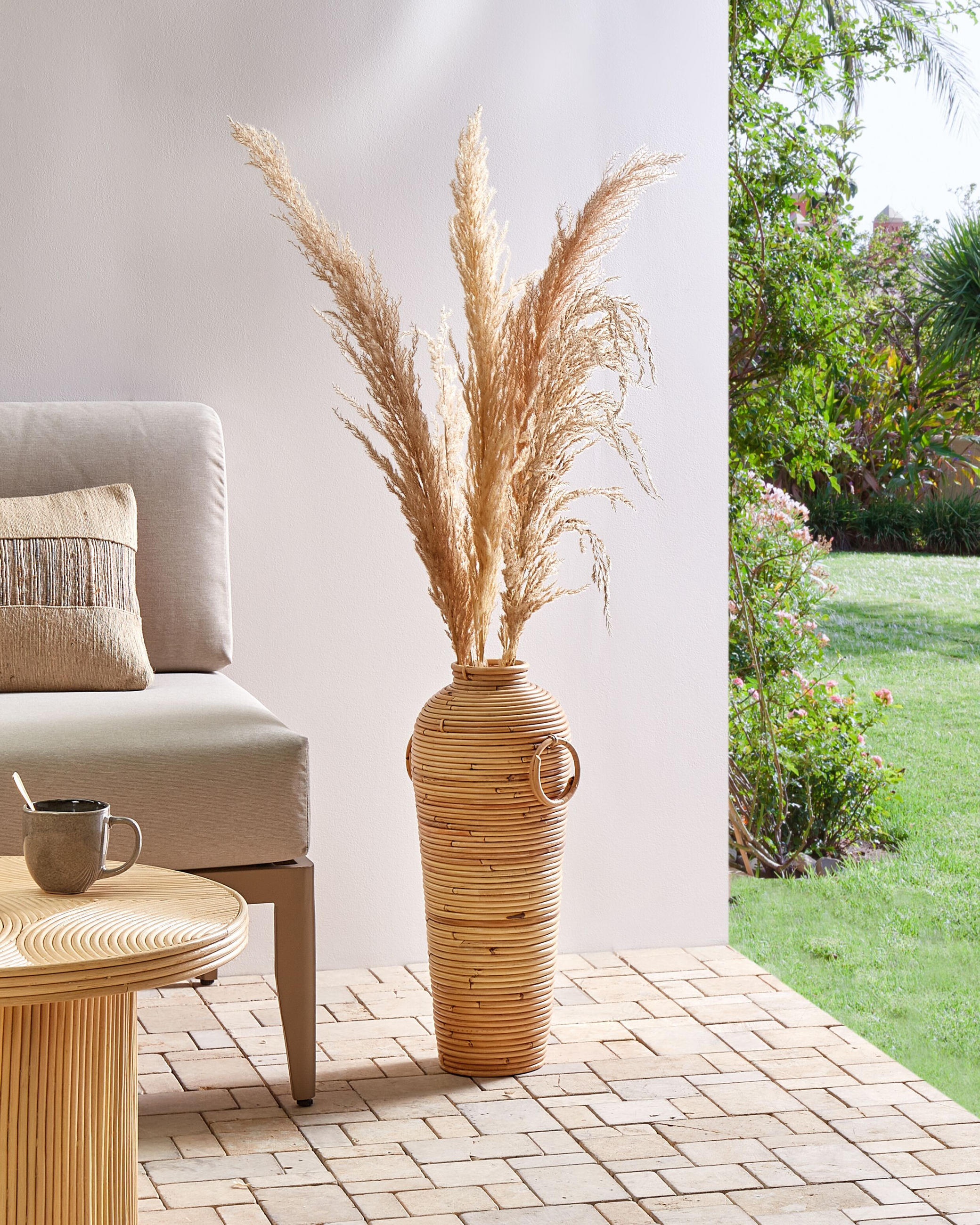 DEKOVASE Rattan natürlich Elatia - Naturfarben, Naturmaterialien (50cm) - Beliani