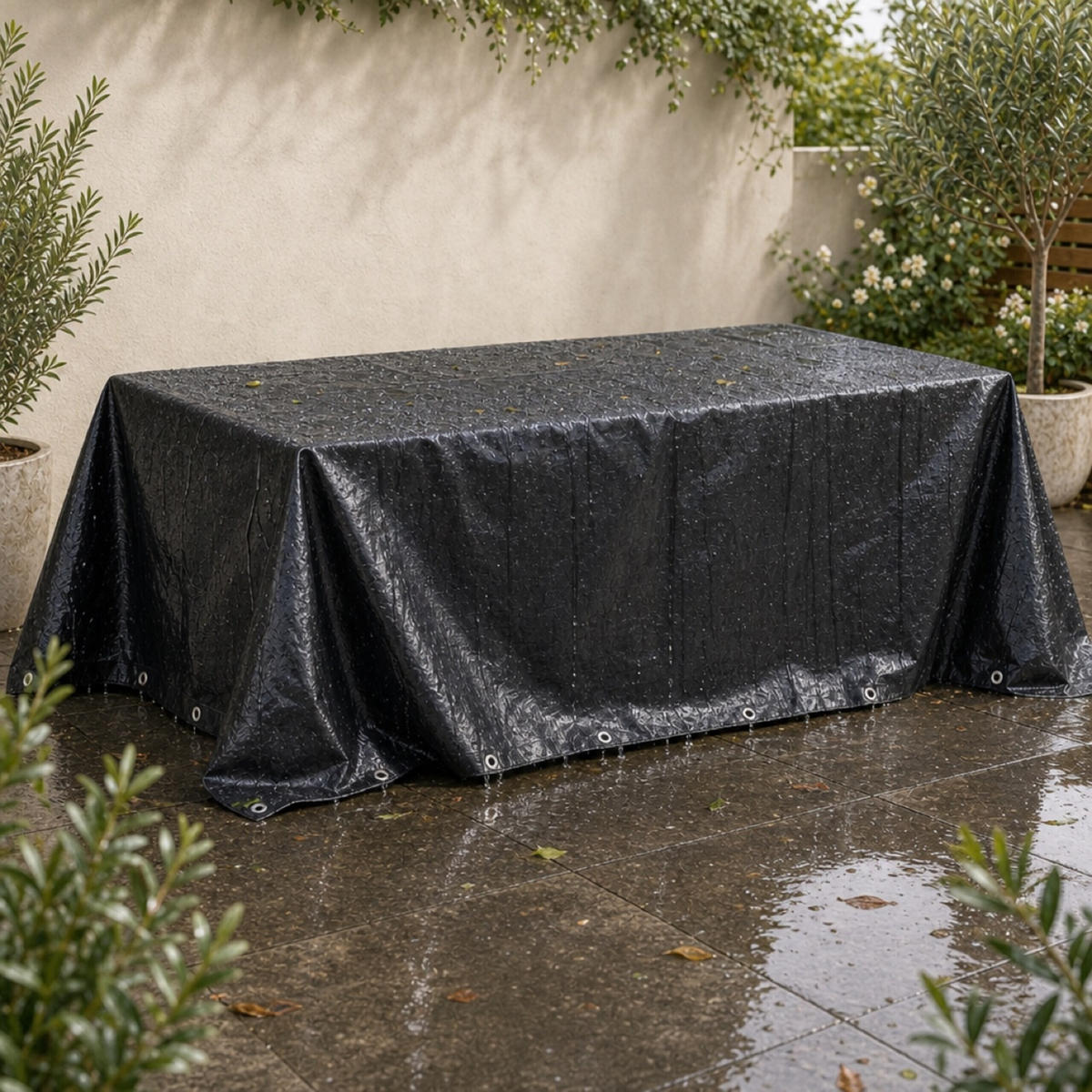 ABDECKPLANE Schwarz wasserdicht 4x5 m - Schwarz, Kunststoff (500/400/0.1cm) - Relaxdays
